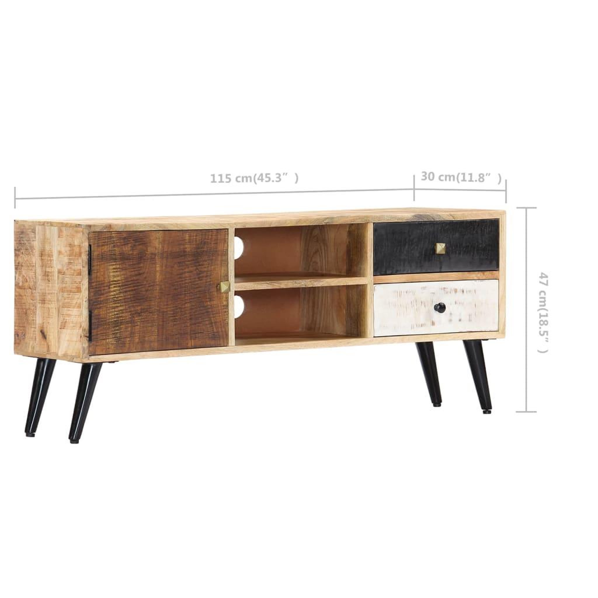 Voir la diapositive 6 : VIDAXL Meuble tv 115x30x47 cm bois massif de manguier