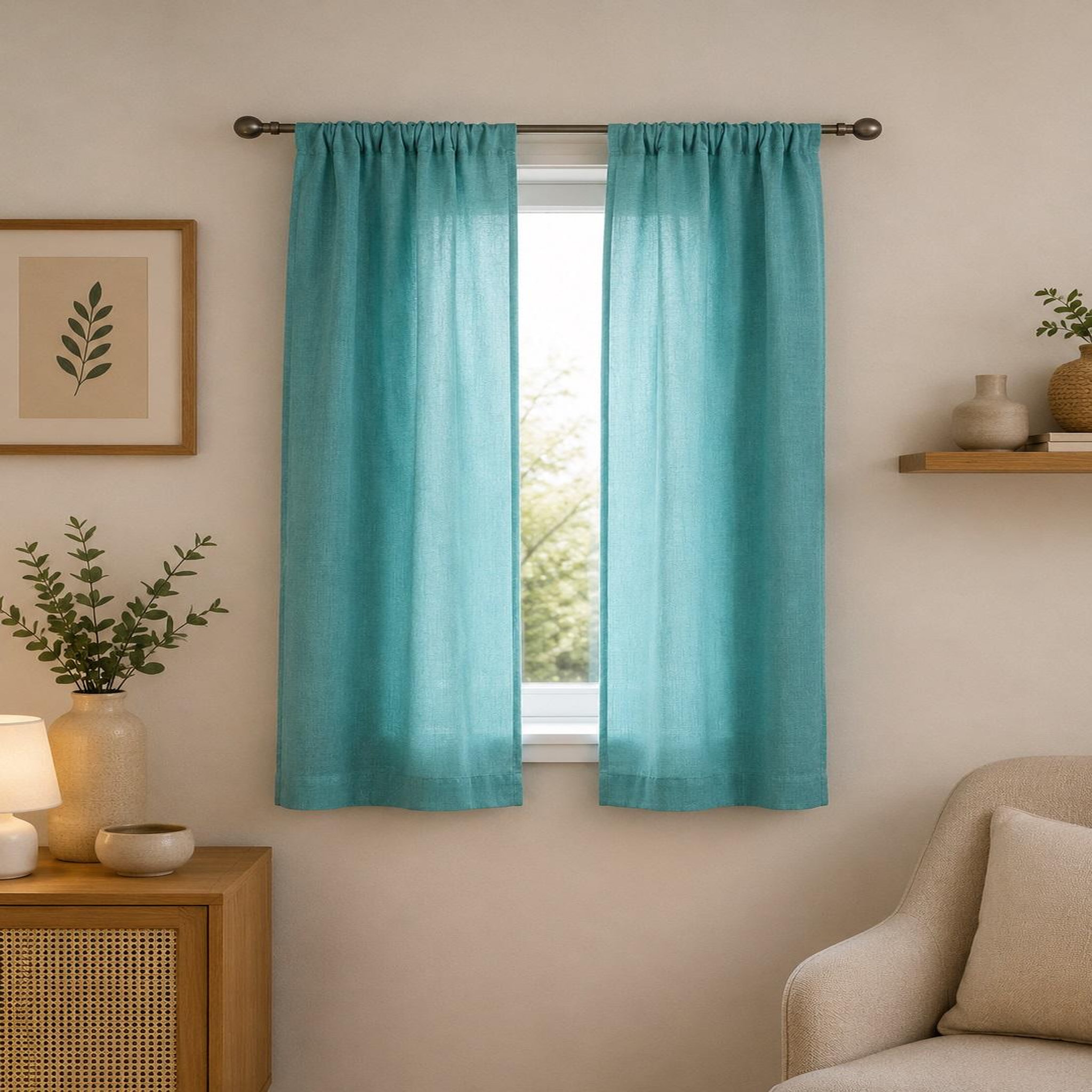 Voir la diapositive 3 : Eden Paire de rideaux voile uni brise bise
