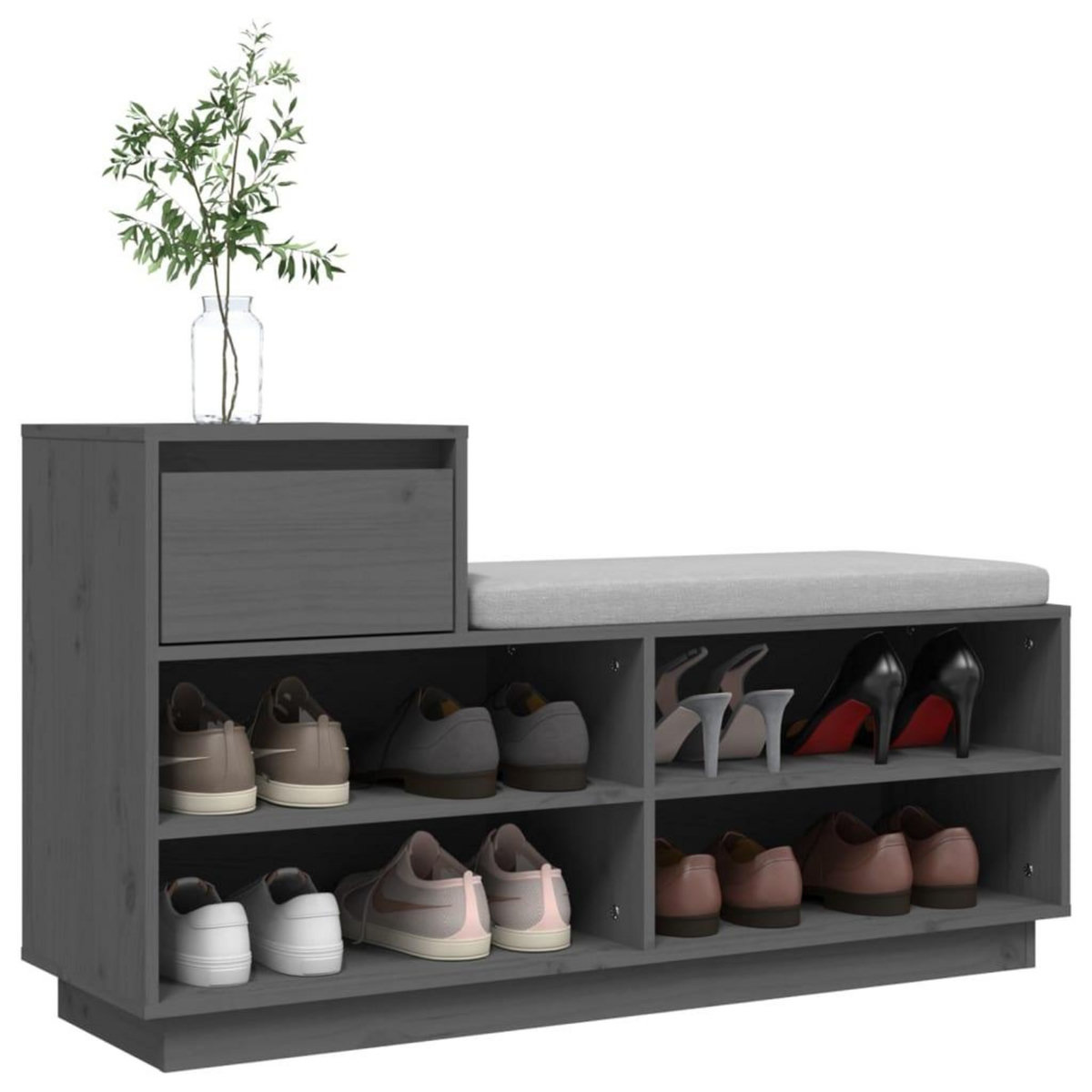 VIDAXL Armoire a chaussures Gris 110x34x61 cm Bois de pin massif