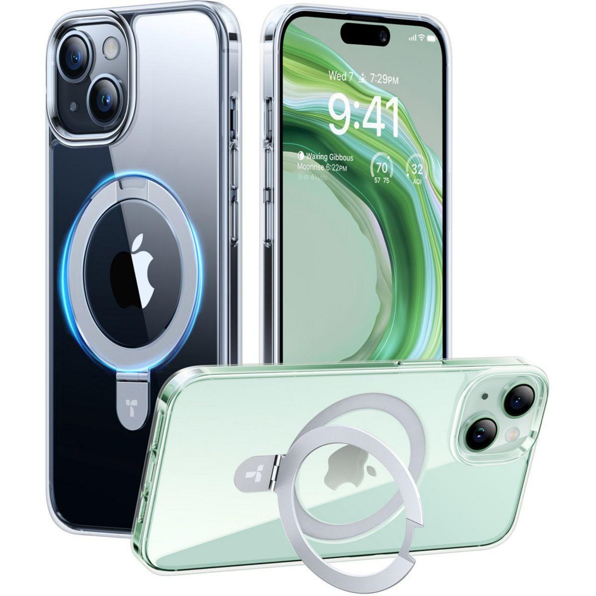 TORRAS Coque intégrale iPhone 15 Plus MagSafe + support transp