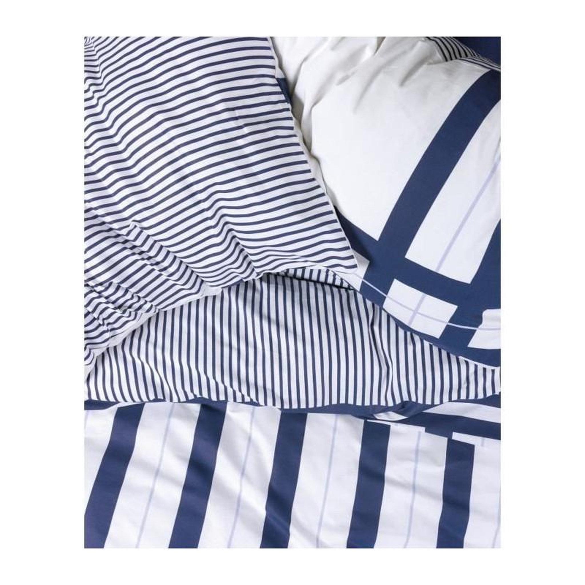 Voir la diapositive 2 : GENERIQUE Parure de lit - 129CTN64487 - 1 housse de couette 220 x 240 cm + 2 taies d'oreiller 60 x 60 cm - 100% coton ranforcé - Bleu