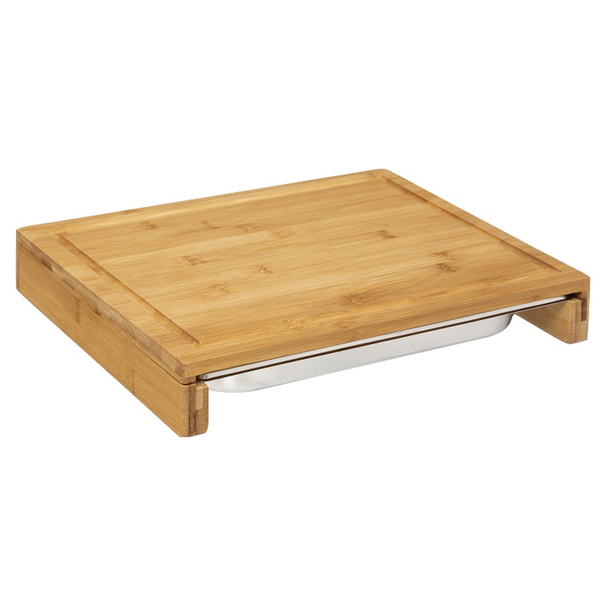 Planche découper bambou 35 x 28 cm  + bac en inox