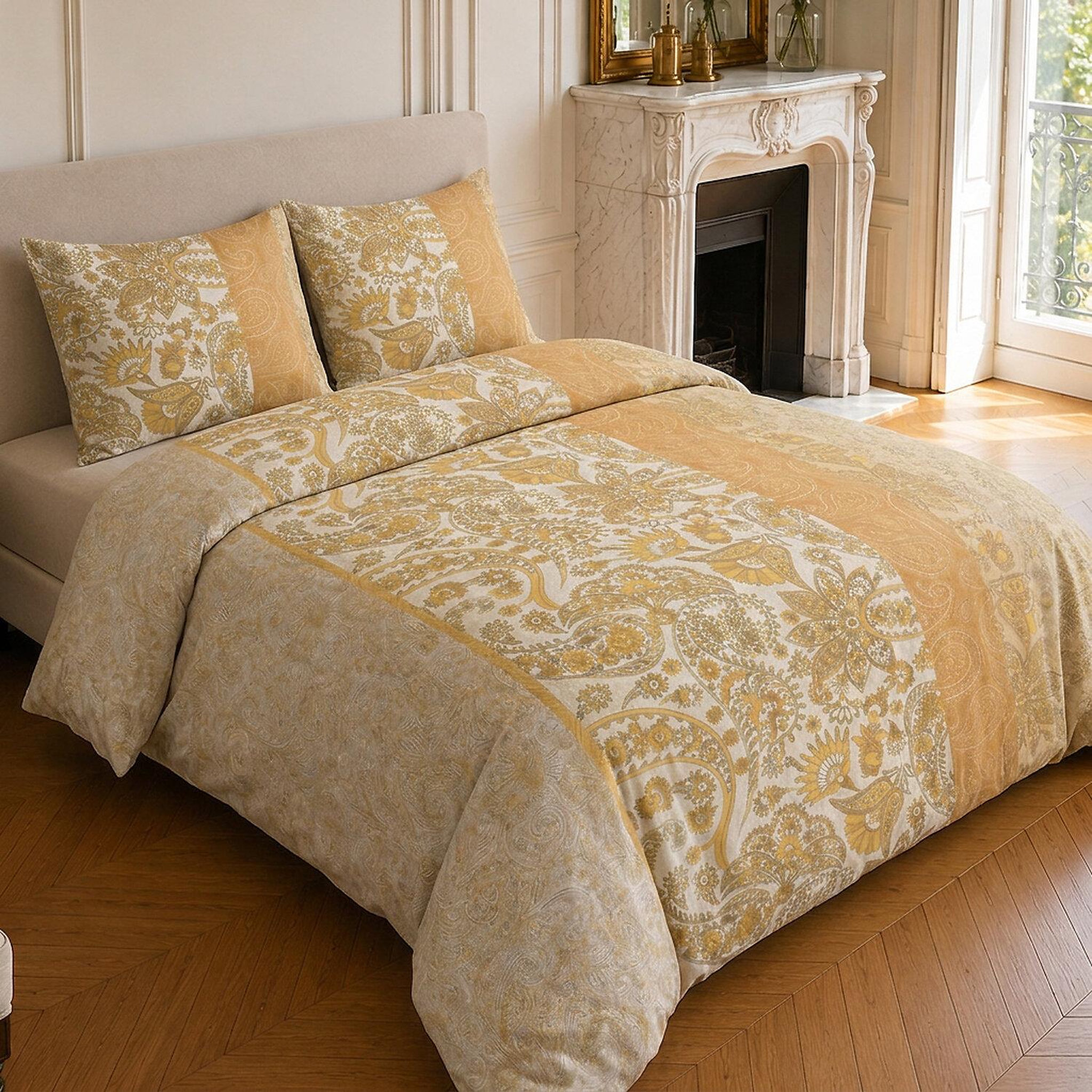 Voir la diapositive 2 : Home collection Parure housse de couette imprimée 100% coton 57 fils - bombay