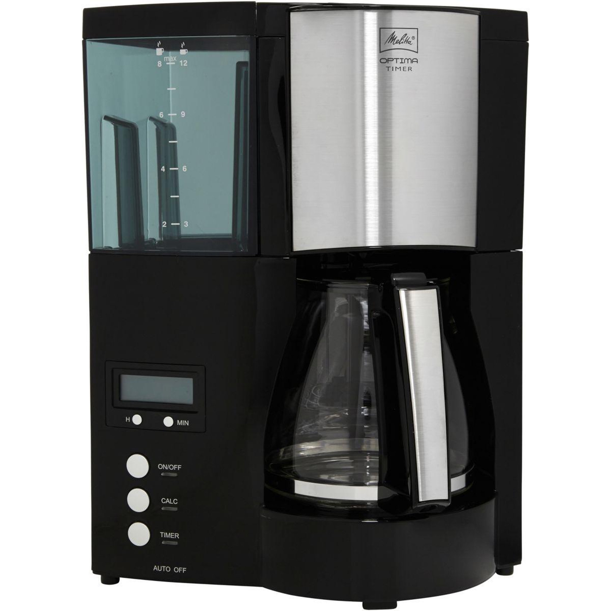 Voir la diapositive 2 : Melitta Cafetière programmable Optima Timer Noir Acier Brossé