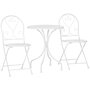 OUTSUNNY Ensemble de jardin bistro 3 pièces 2 chaises pliantes et table ronde en métal époxy blanc