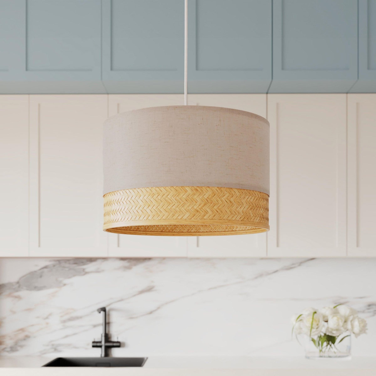 Rendez vous déco Suspension en bambou naturel, papier et métal D40 cm-Baikal