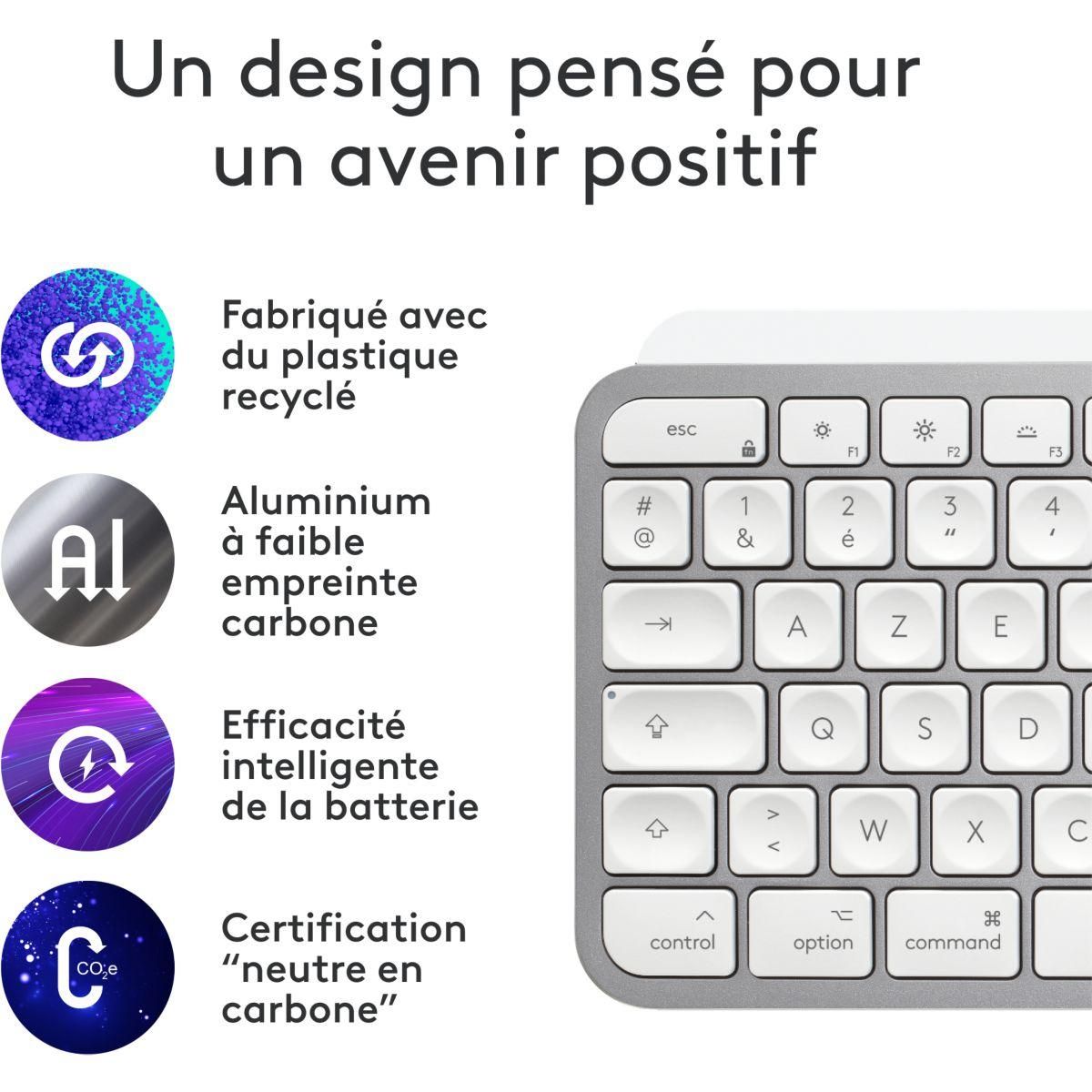 Logitech Clavier sans fil MX Keys S for Mac Gris Pale
