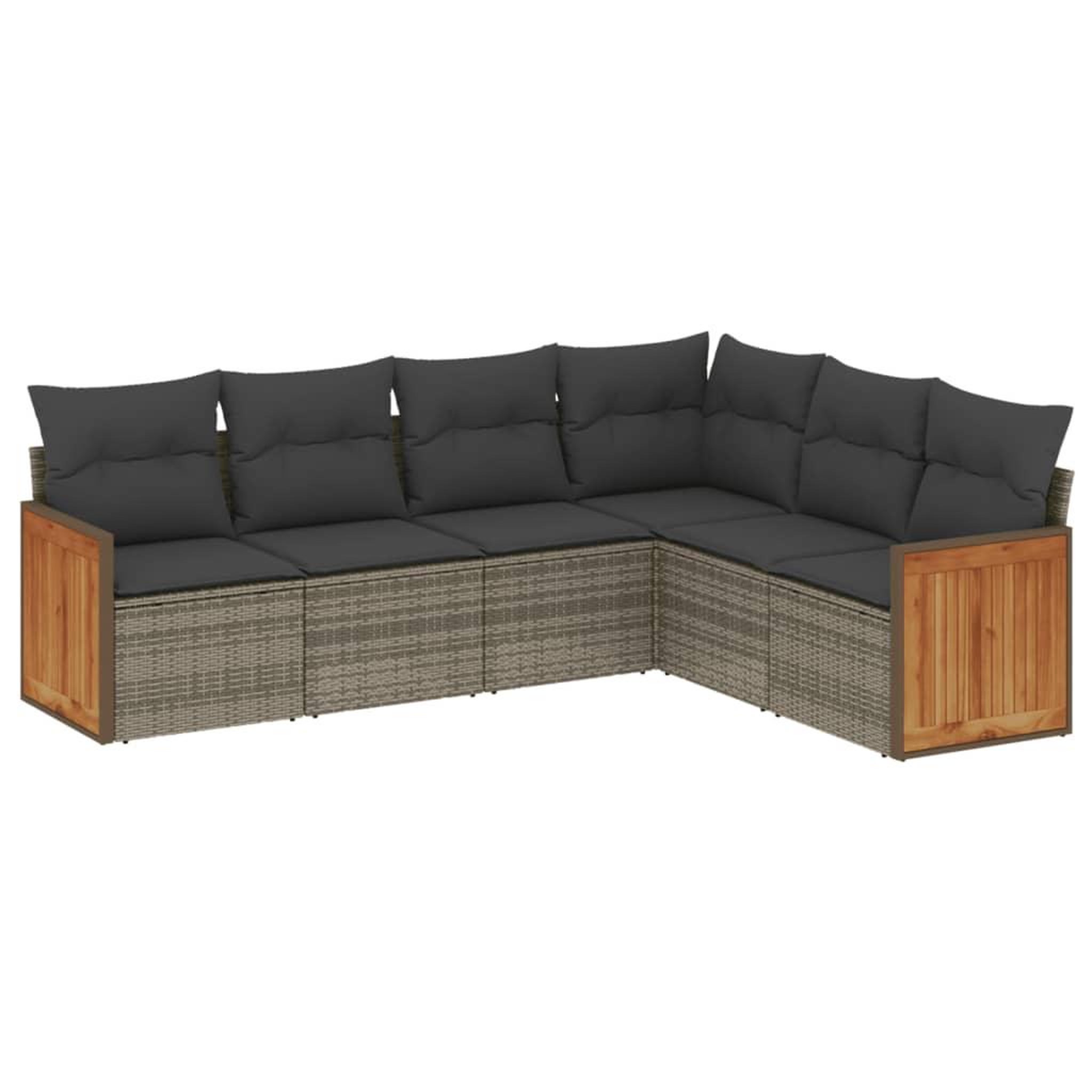 Voir la diapositive 2 : VIDAXL Salon de jardin 6 pcs avec coussins gris resine tressee