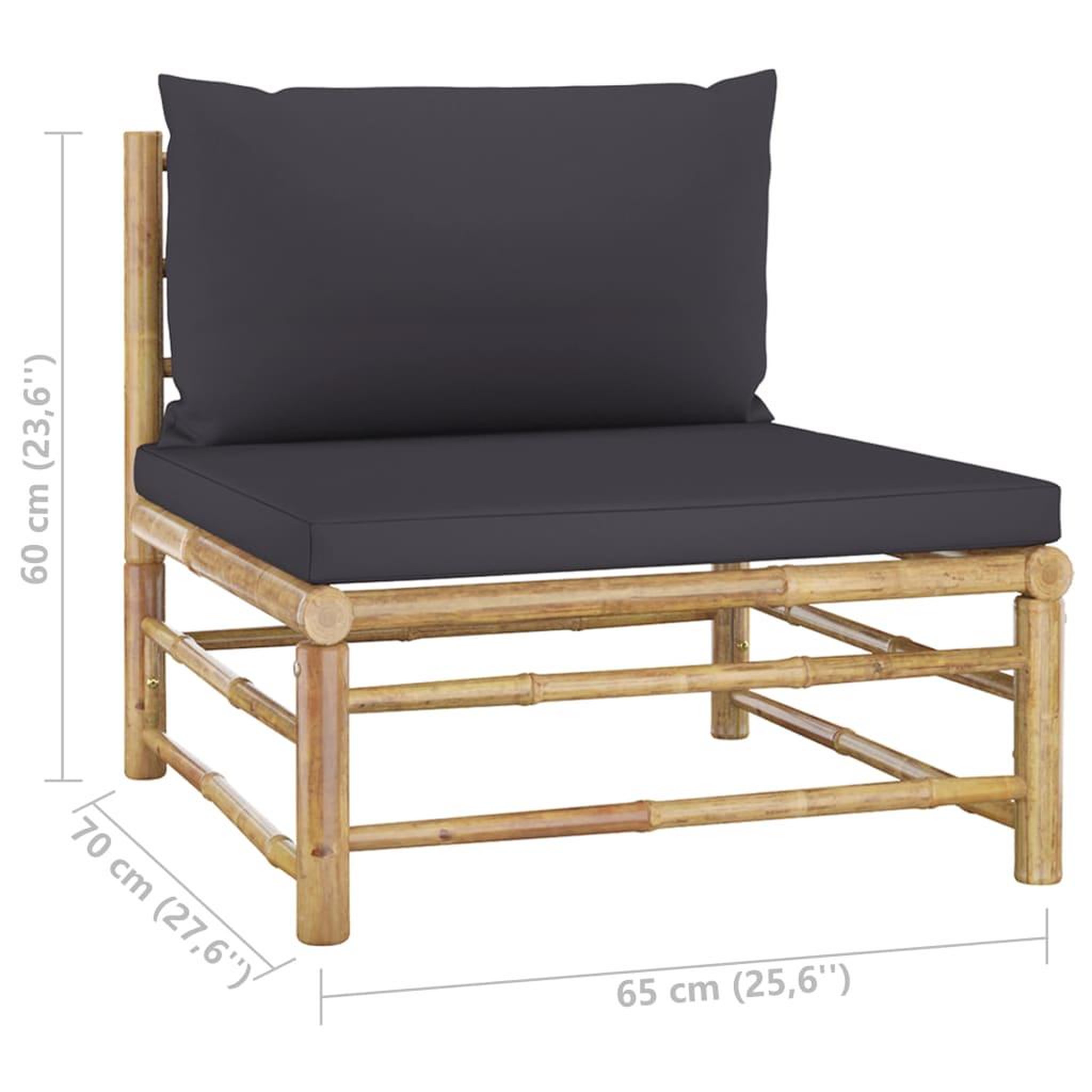 Voir la diapositive 6 : VIDAXL Salon de jardin 6 pcs avec coussins gris fonce bambou