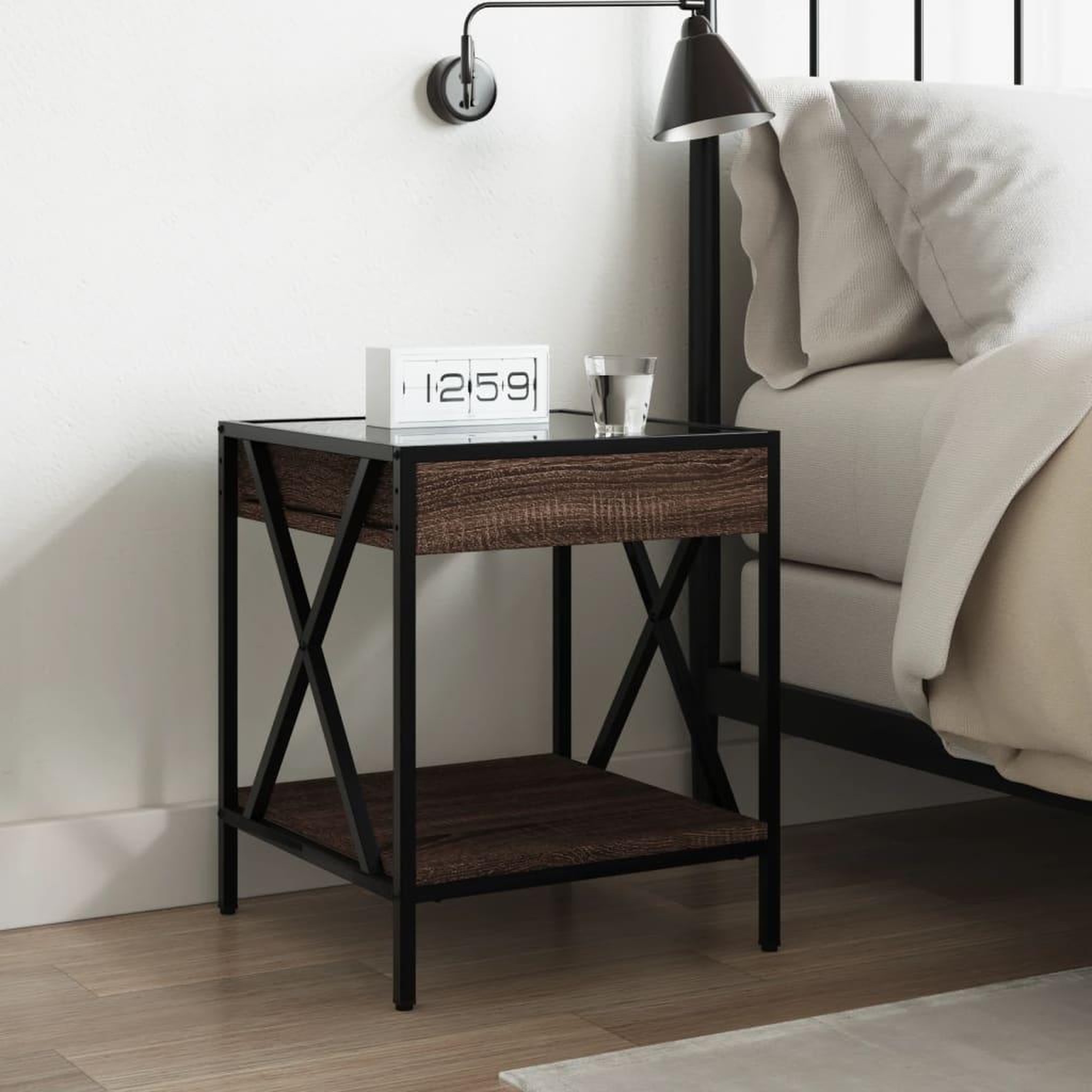 Voir la diapositive 4 : VIDAXL Table de chevet avec LED infini chene marron 40x40x49 cm