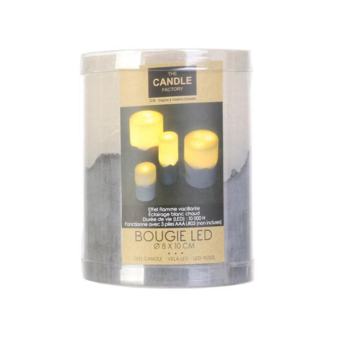 Paris Prix Bougie Ronde Led  Base Ciment  10cm Blanc