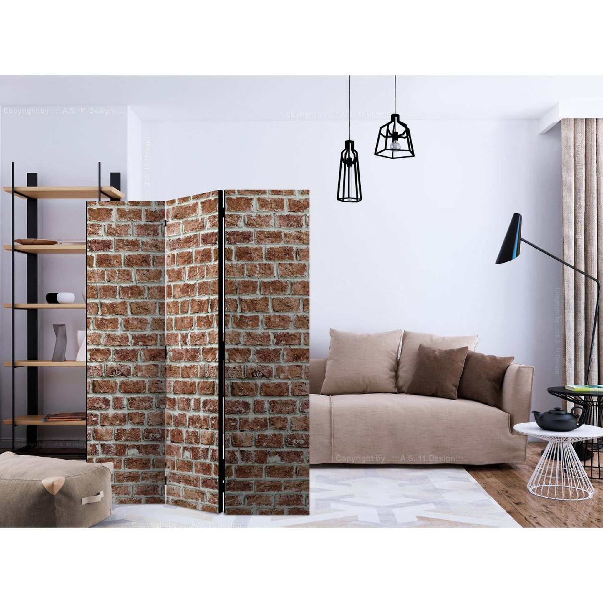 Voir la diapositive 2 : Paris Prix Paravent 3 volets  brick space  135x172cm
