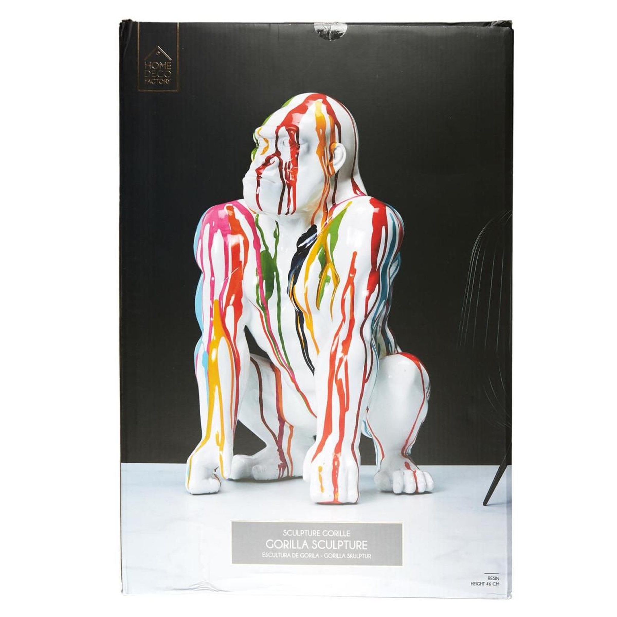 Voir la diapositive 5 : The Home Deco Factory Statuette déco gorille  rainbow  46cm multicolore