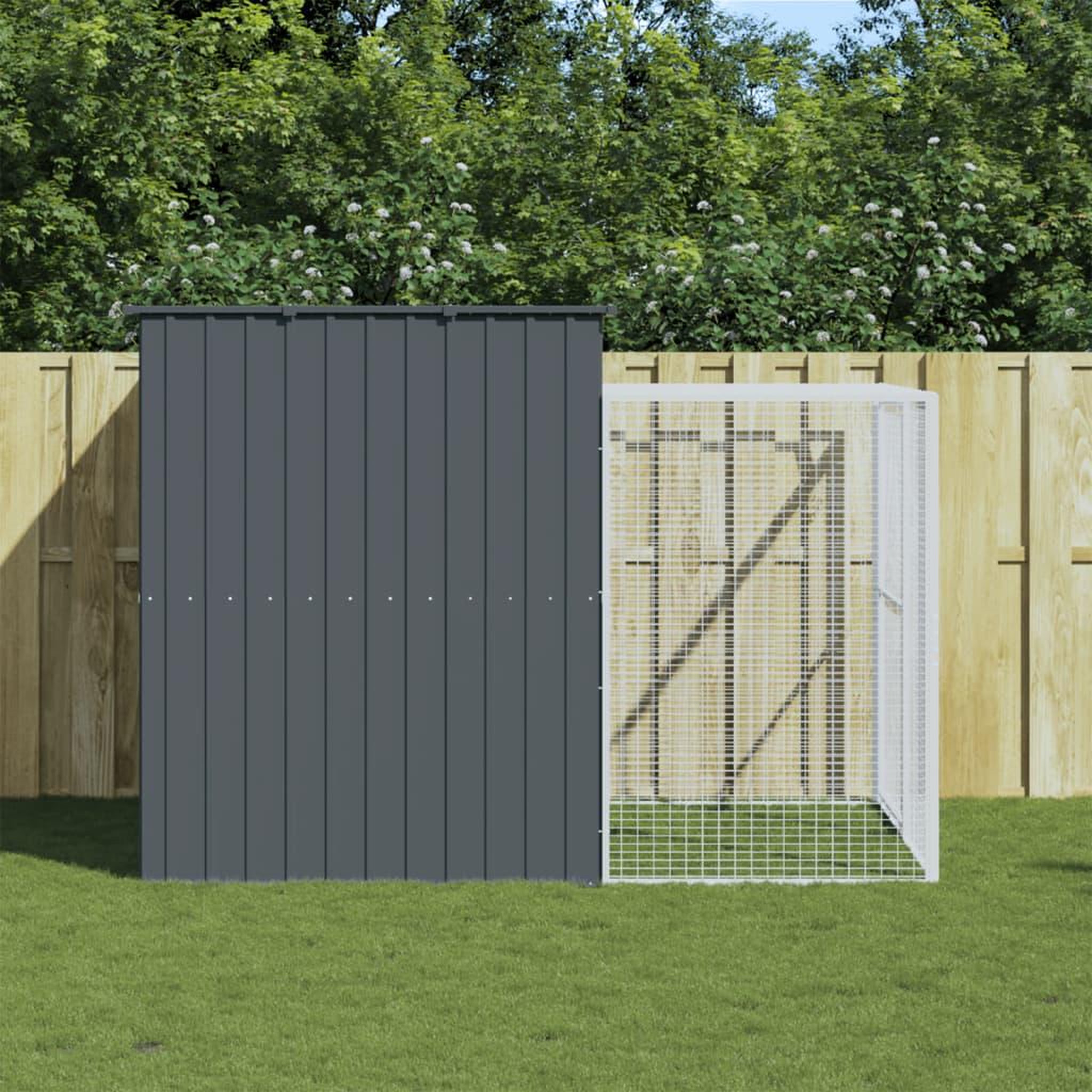 VIDAXL Niche pour chien avec cour anthracite 214x253x181 cm