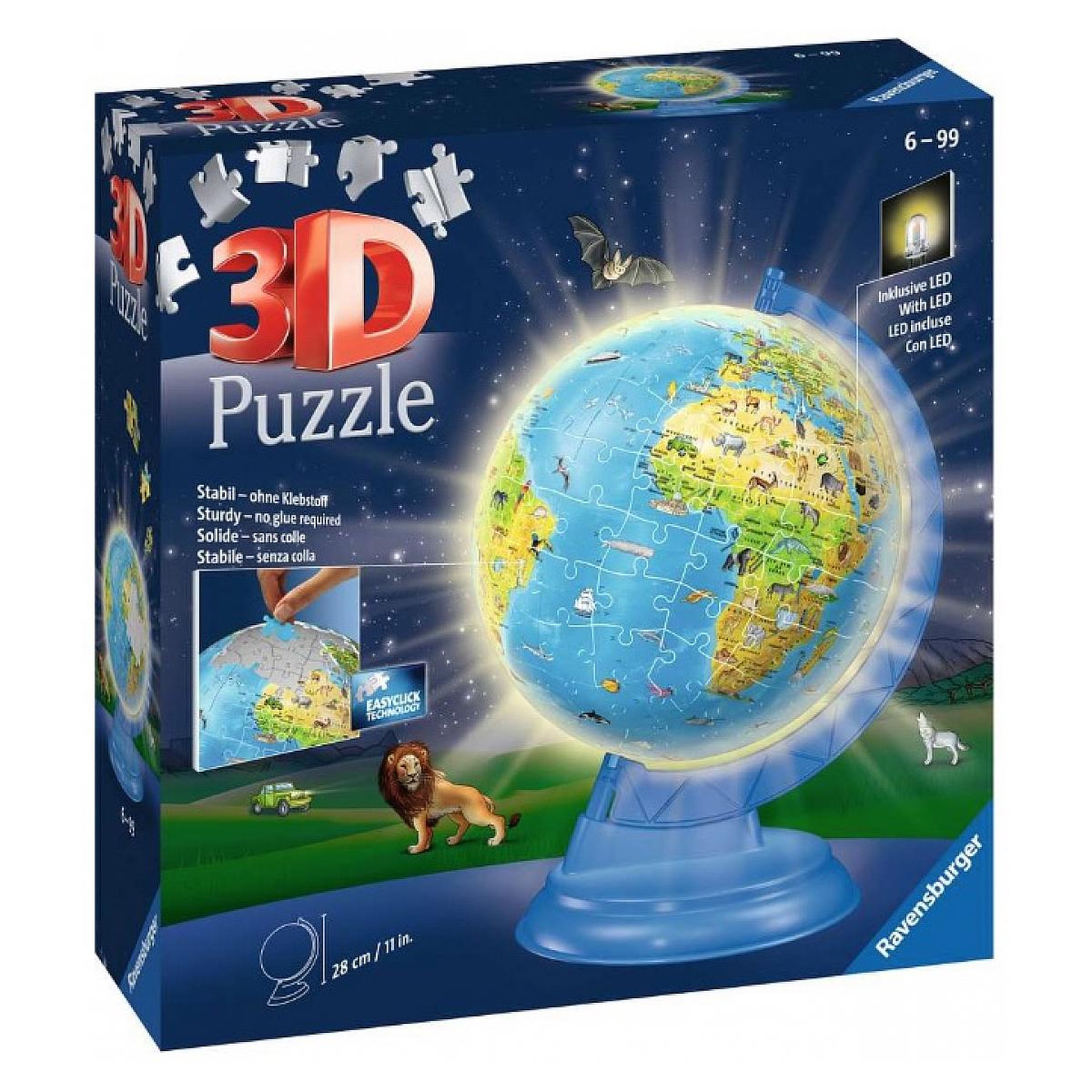 Voir la diapositive 3 : RAVENSBURGER Puzzle 3D Globe illumine 180p