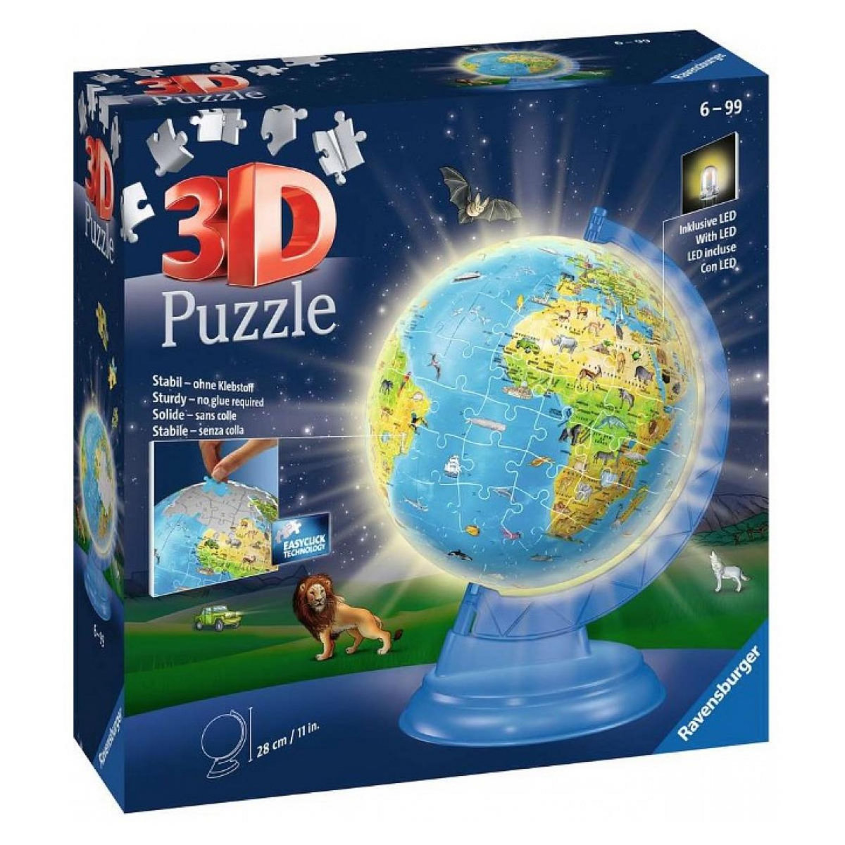 RAVENSBURGER Puzzle 3D Globe illumine 180p
