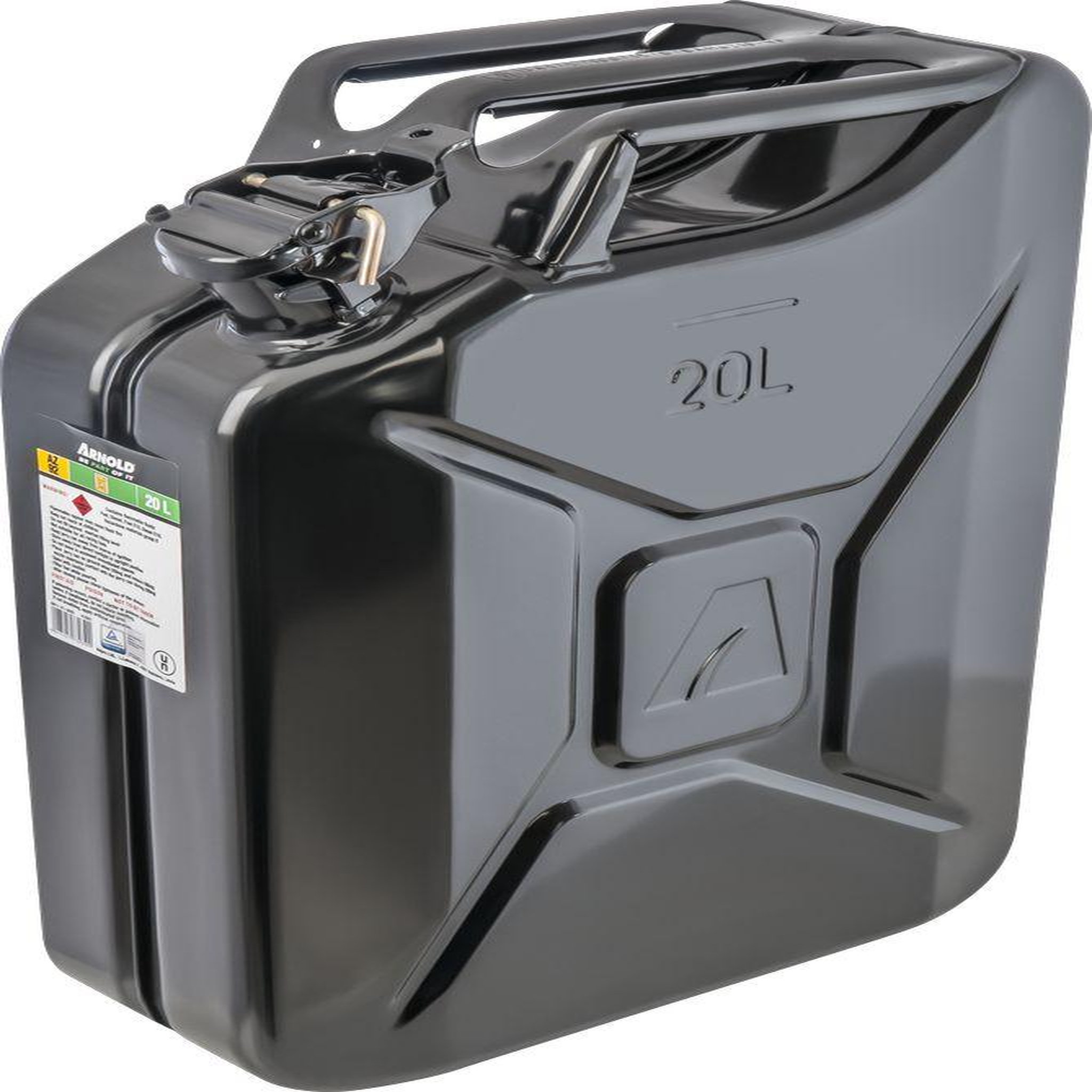 ARNOLD Bidon à carburant métallique, 20 l, noir