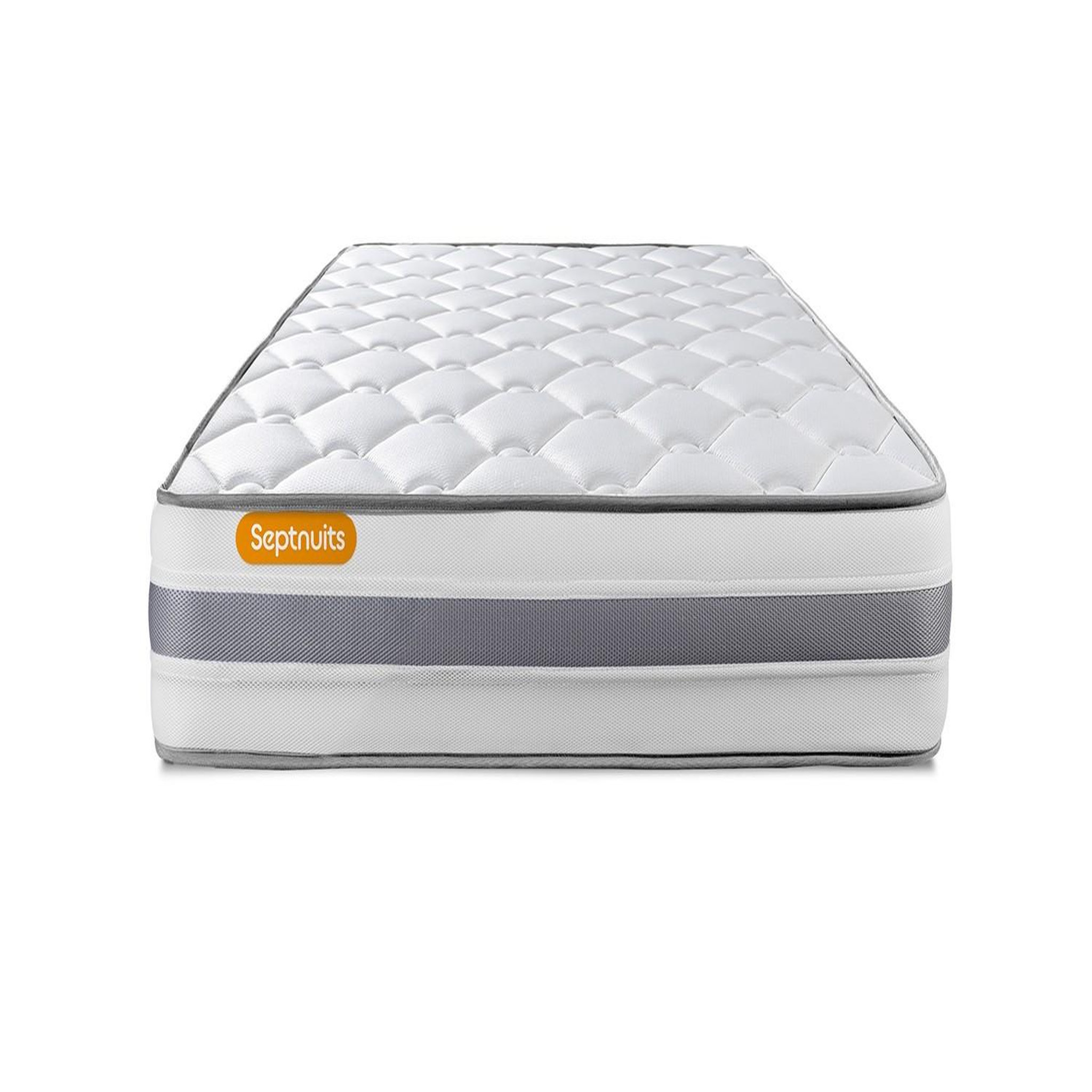 SEPTNUITS Matelas Ressorts ensachés Memo Spring 3 zones de confort MAXI épaisseur. Coloris disponibles : Blanc