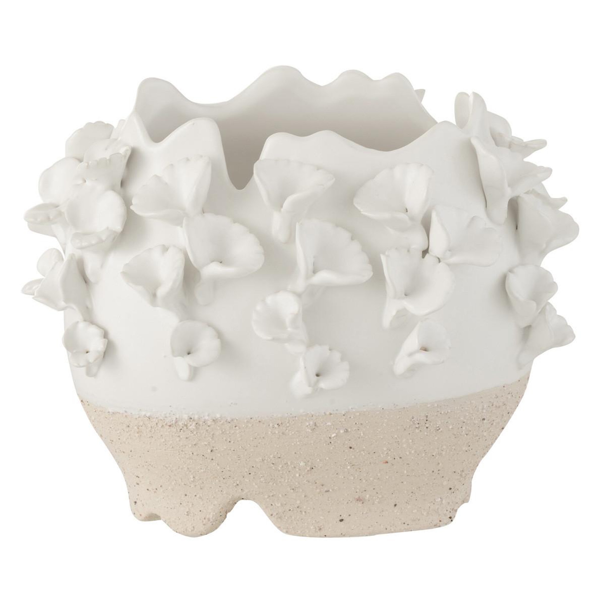 J-LINE Cache-Pot en Poterie  Anémone  25cm Naturel