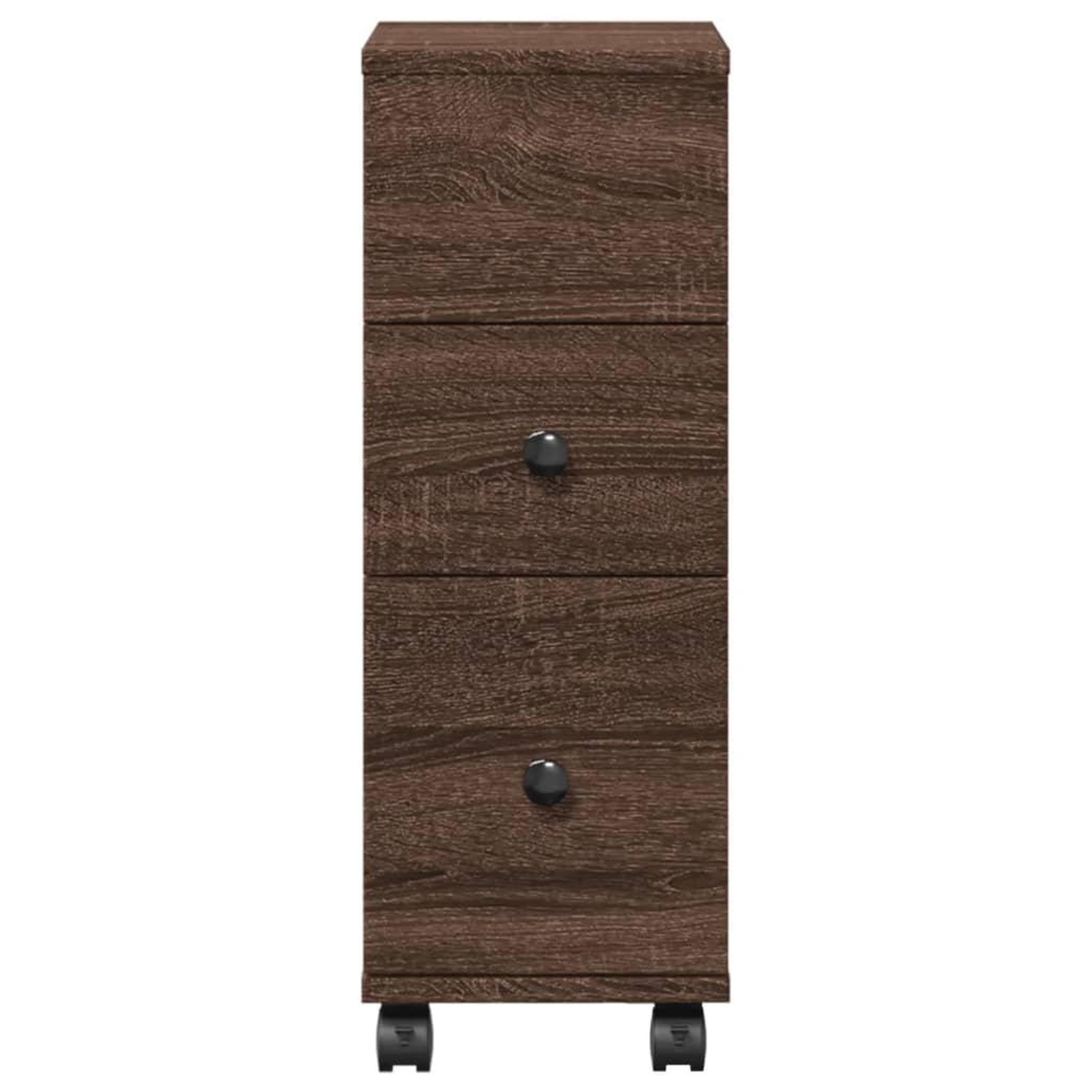Voir la diapositive 4 : VIDAXL Meuble etroit de salle de bain a roulettes chene marron