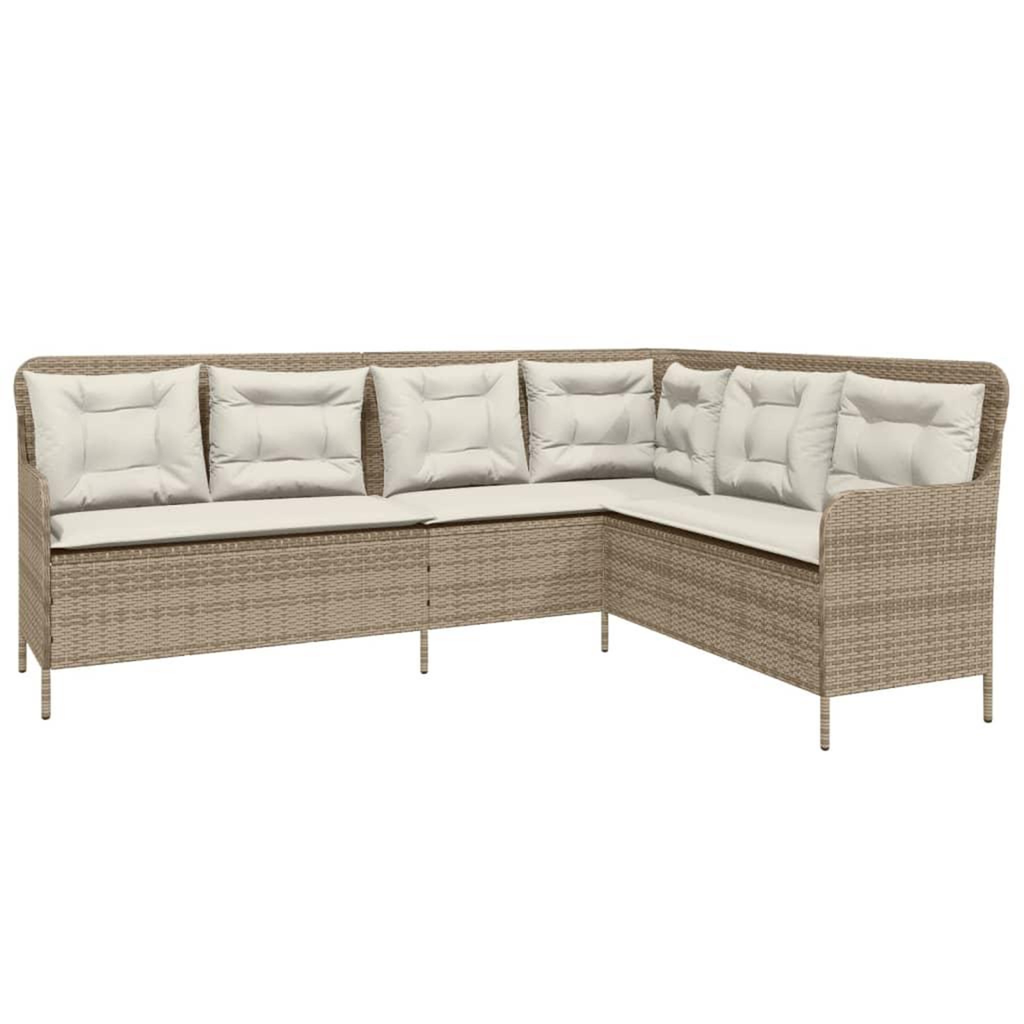 Voir la diapositive 2 : VIDAXL Canape de jardin avec coussins forme de L beige resine tressee