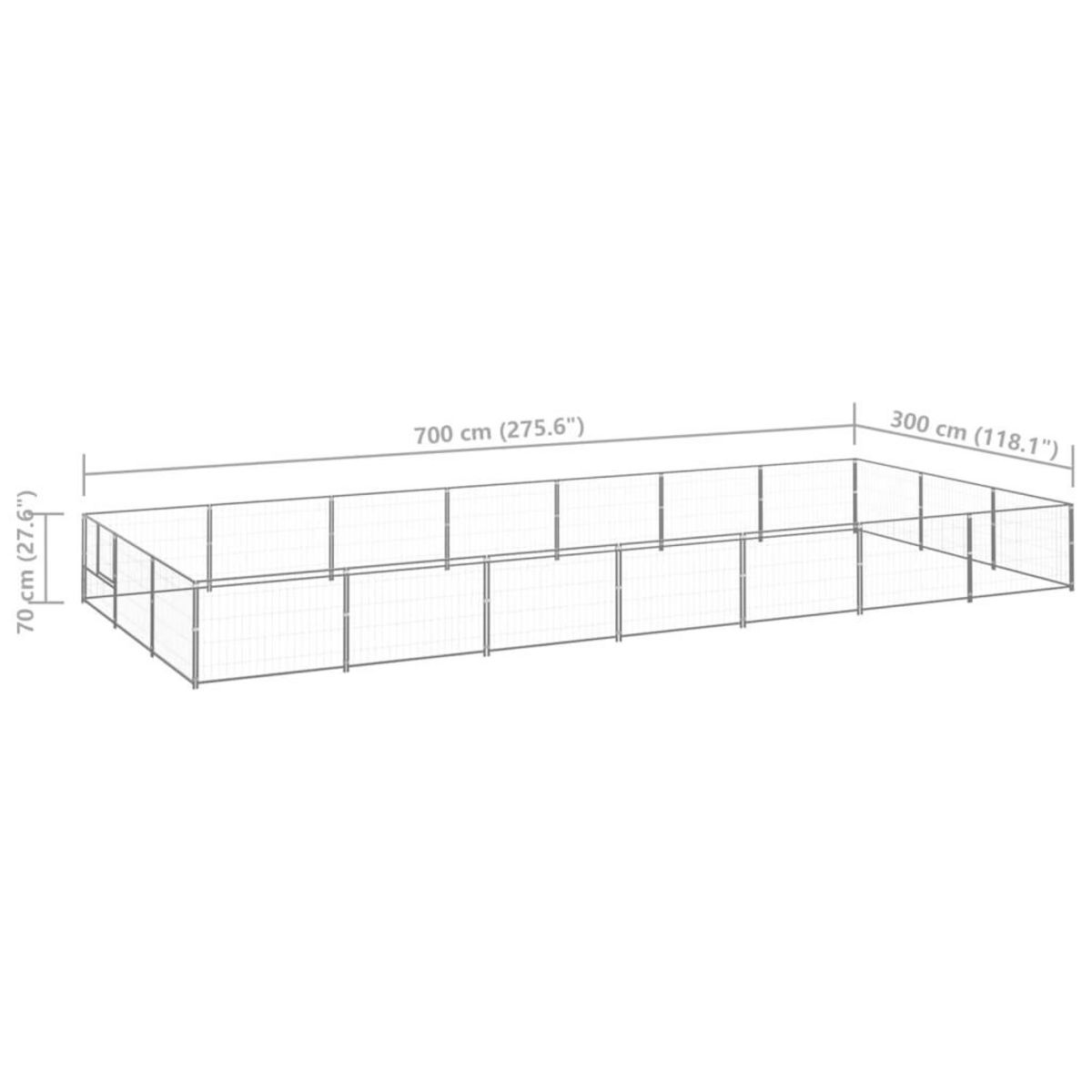 VIDAXL Chenil Argente 21 m² Acier