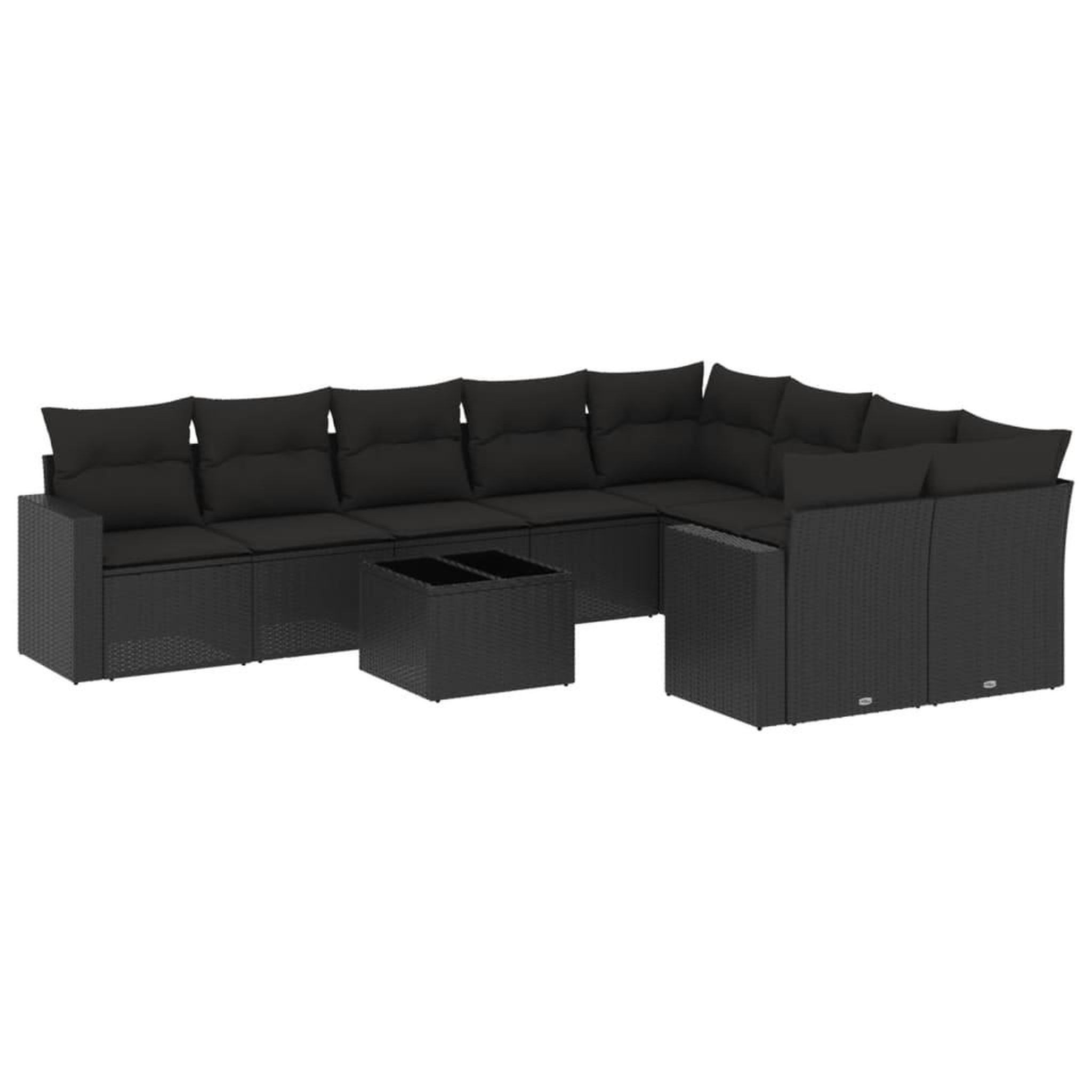 Voir la diapositive 2 : VIDAXL Salon de jardin 10 pcs avec coussins noir resine tressee
