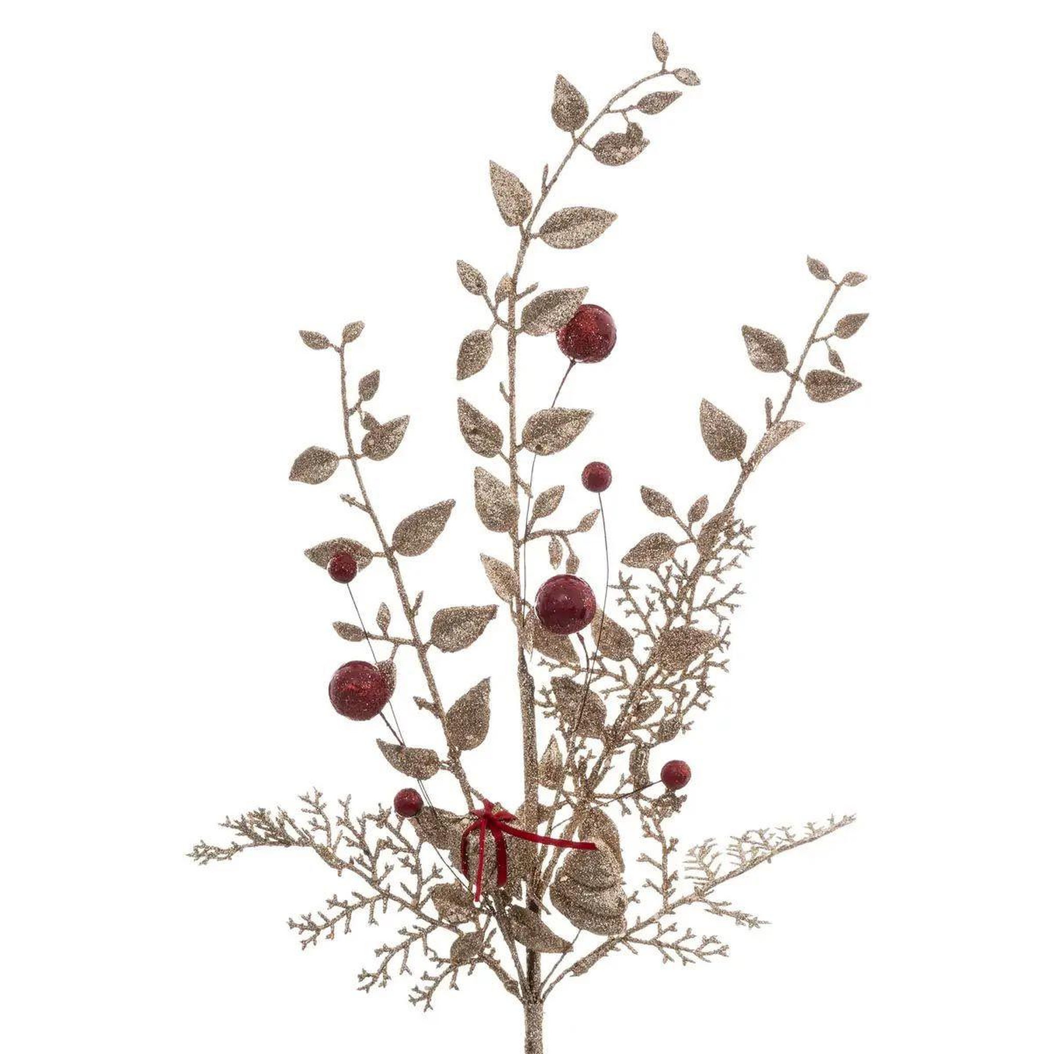 Voir la diapositive 2 : ATMOSPHERA Branche de feuilles déco  soir  75cm or & rouge