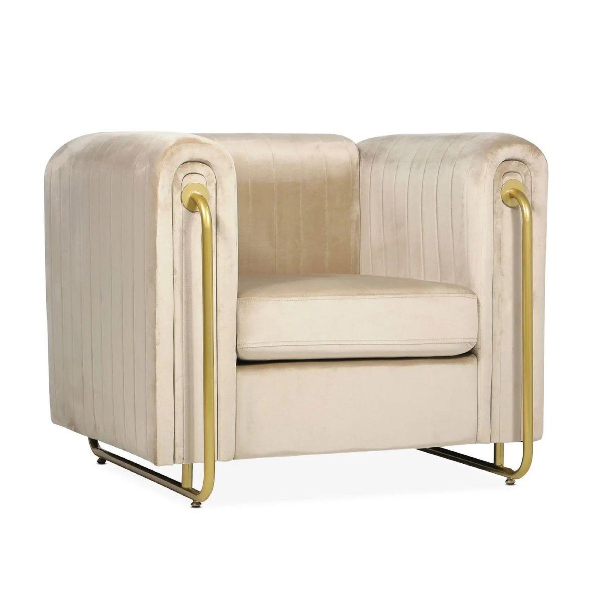 Voir la diapositive 1 : Paris Prix Fauteuil Art Déco en Velours  Wardde  93cm Taupe Clair