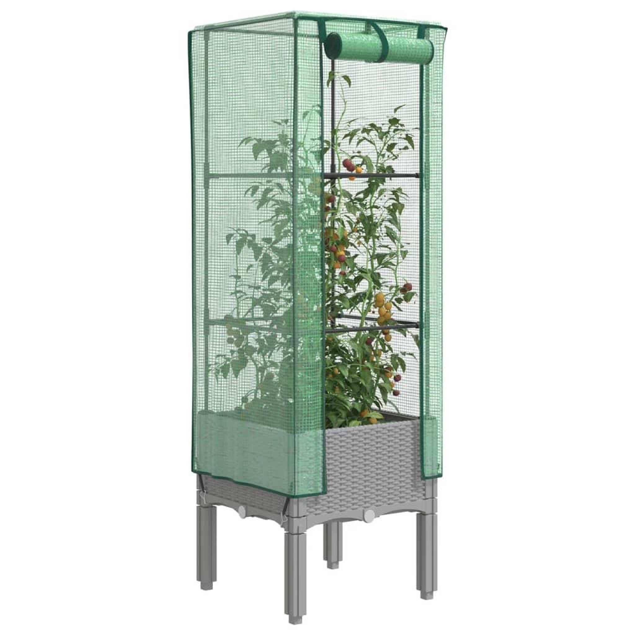 VIDAXL Jardiniere surelevee avec housse aspect rotin 40x40x140 cm