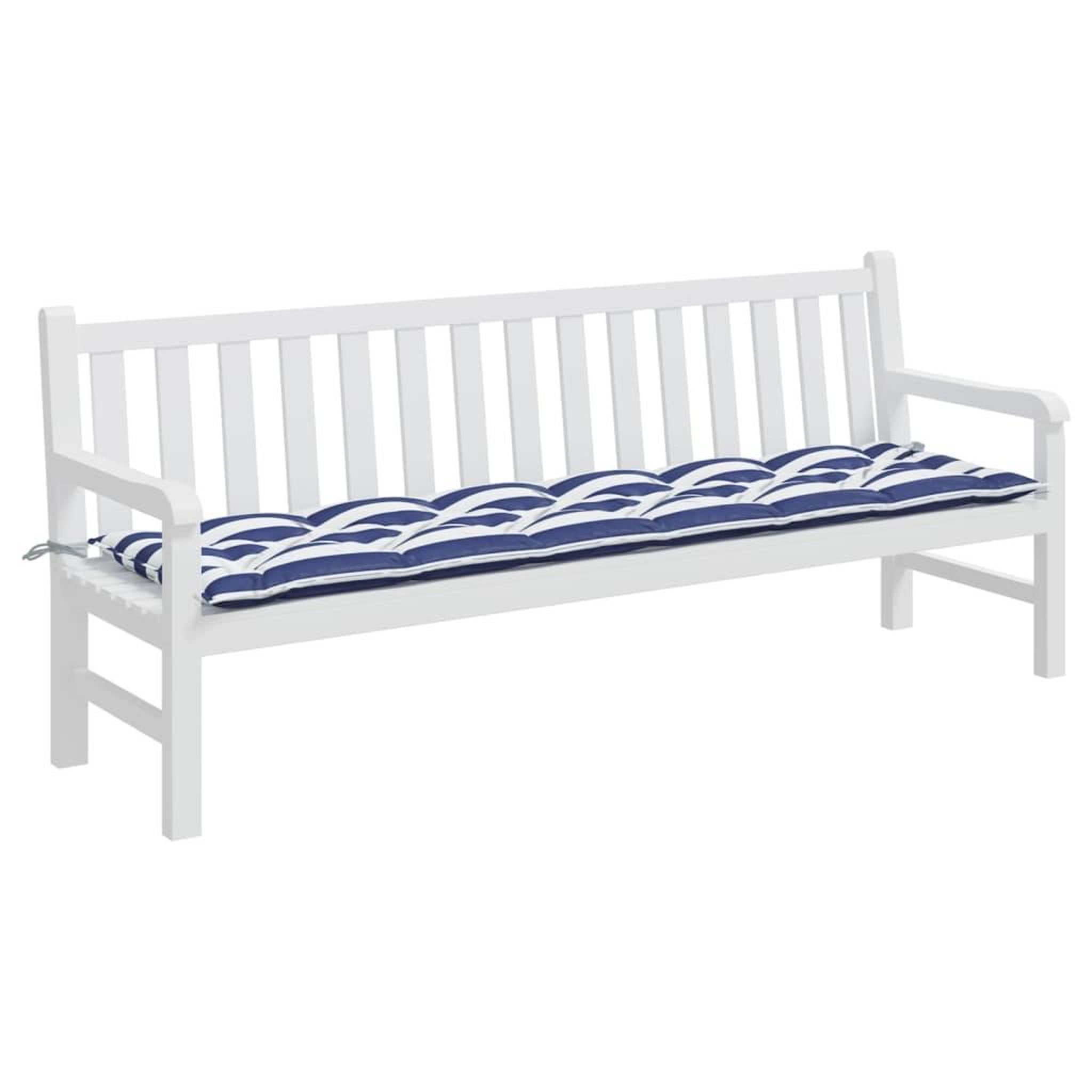 Voir la diapositive 3 : VIDAXL Coussin de banc de jardin rayures bleues et blanches 200x50x7cm