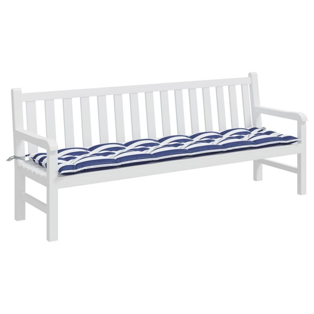 VIDAXL Coussin de banc de jardin rayures bleues et blanches 200x50x7cm