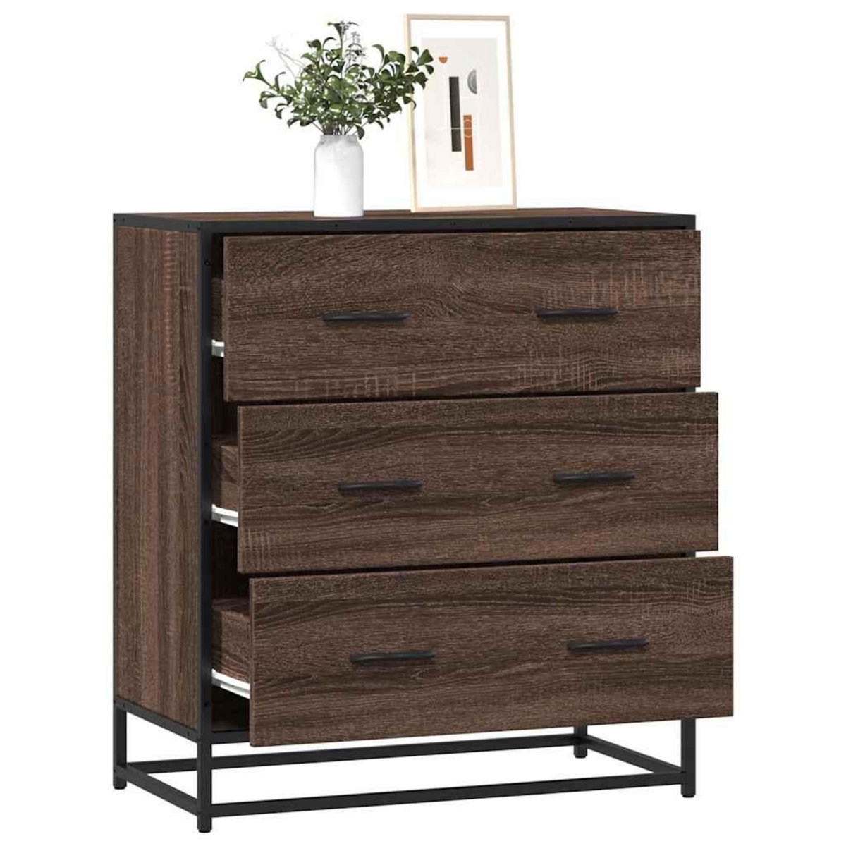 VIDAXL Buffet chene marron 68x35x76 cm bois d'ingenierie et metal