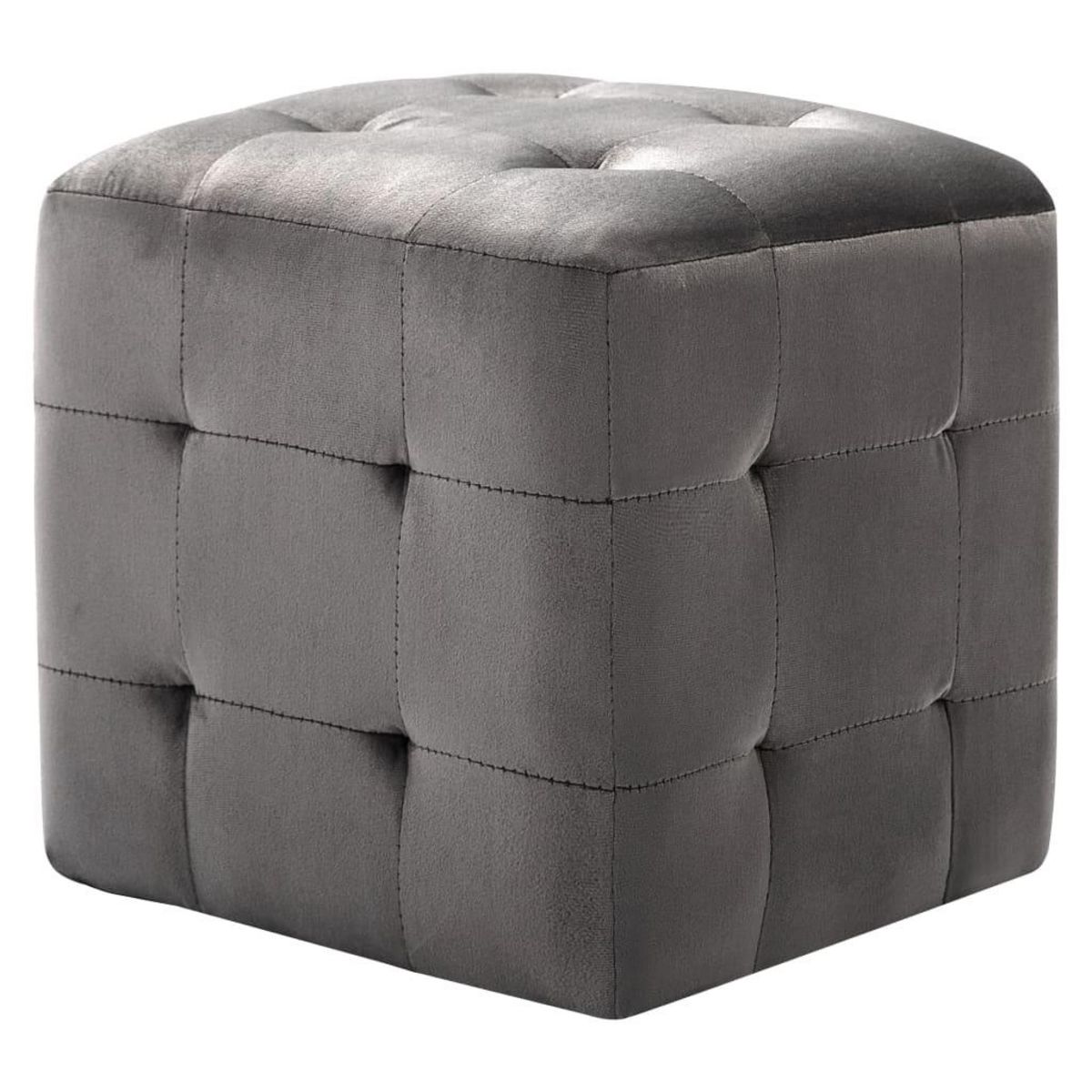 VIDAXL 2 pcs Poufs Gris 30 x 30 x 30 cm Tissu velours