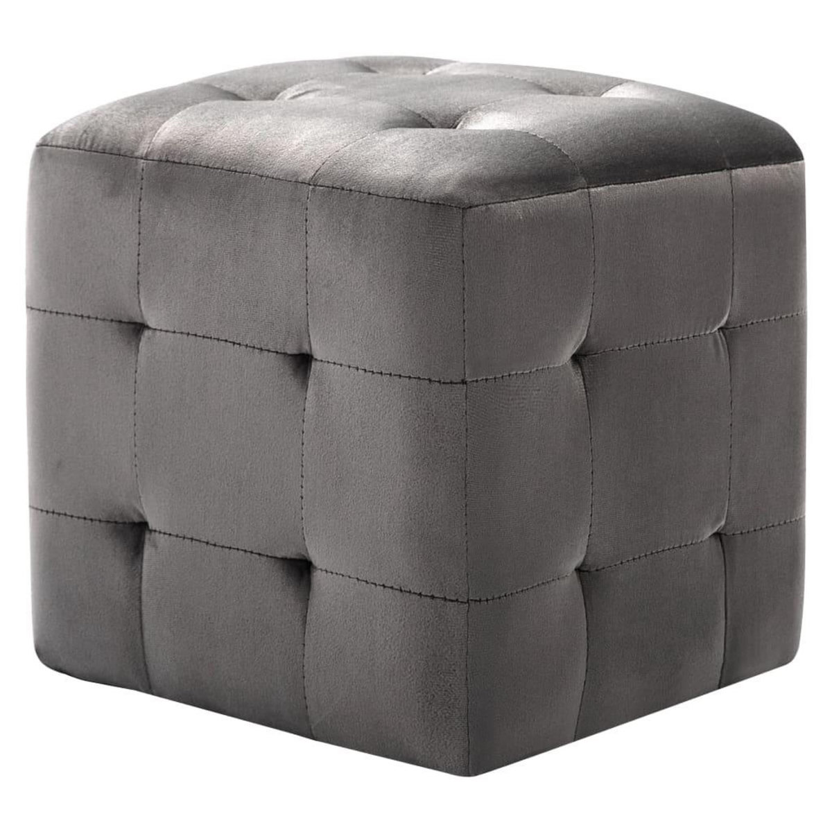 VIDAXL 2 pcs Poufs Gris 30 x 30 x 30 cm Tissu velours