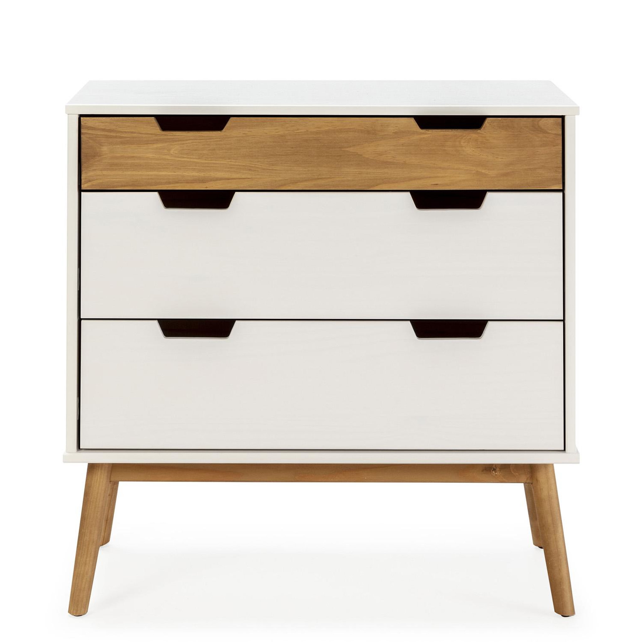 Voir la diapositive 3 : VS VENTA-STOCK Commode Baku 3 tiroirs couleur blanc/bois, 80 cm longueur