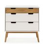 Voir la diapositive 3 : VS VENTA-STOCK Commode Baku 3 tiroirs couleur blanc/bois, 80 cm longueur