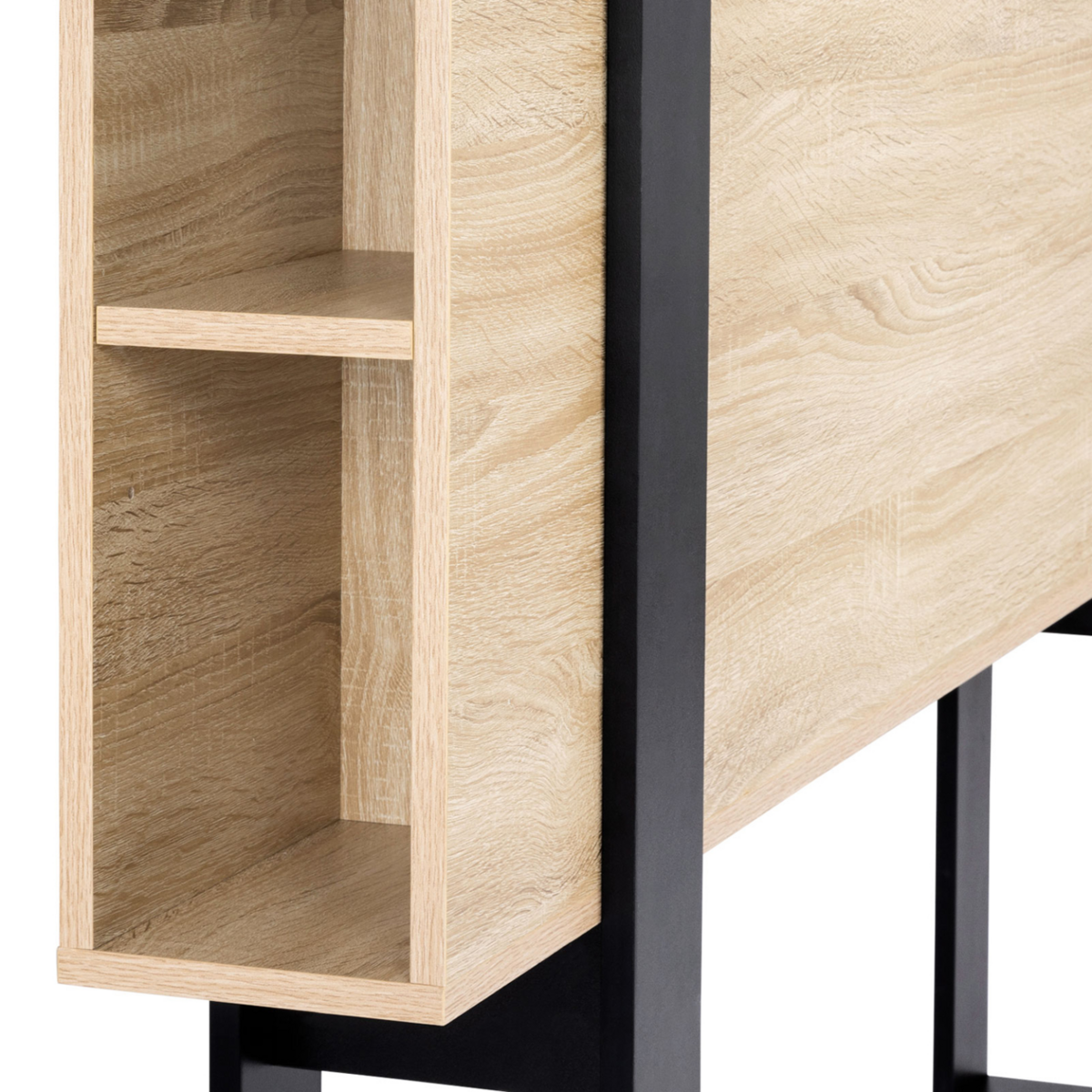ID MARKET Tête de lit sur pied PHOENIX 160 cm avec rangements bois et noir
