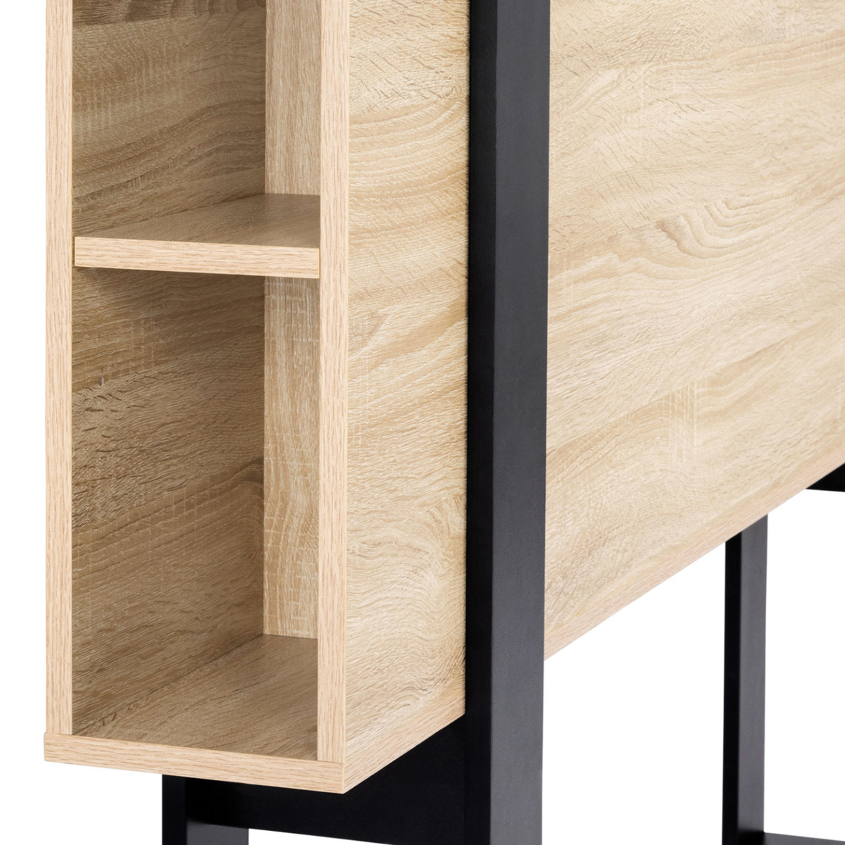 ID MARKET Tête de lit sur pied PHOENIX 160 cm avec rangements bois et noir