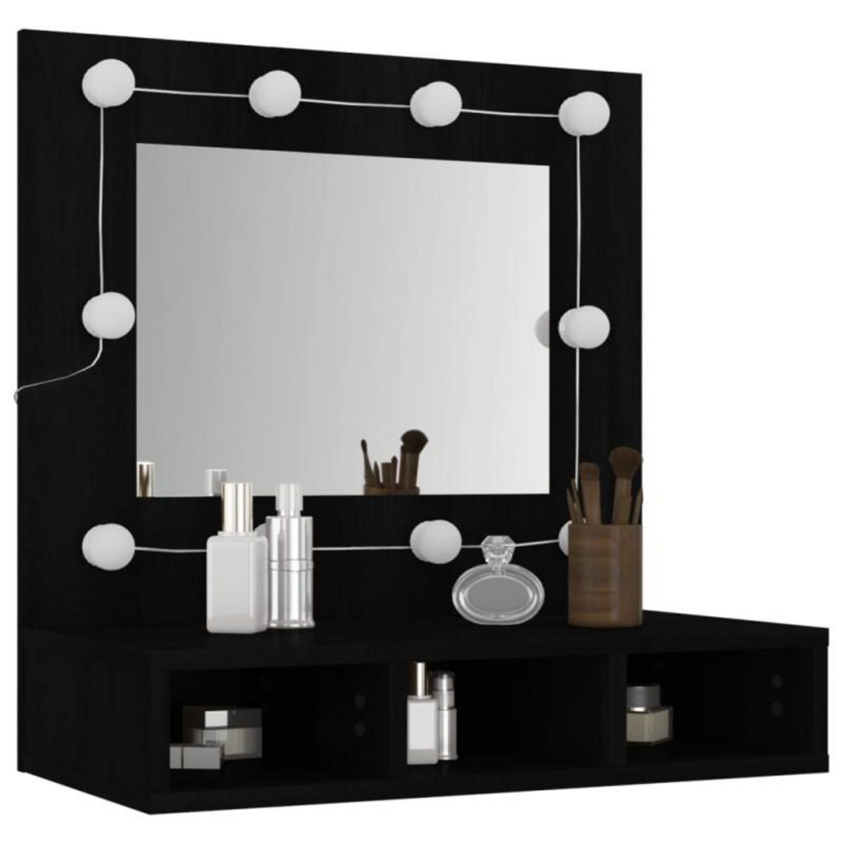 VIDAXL Armoire à miroir avec LED noir 60x31,5x62 cm