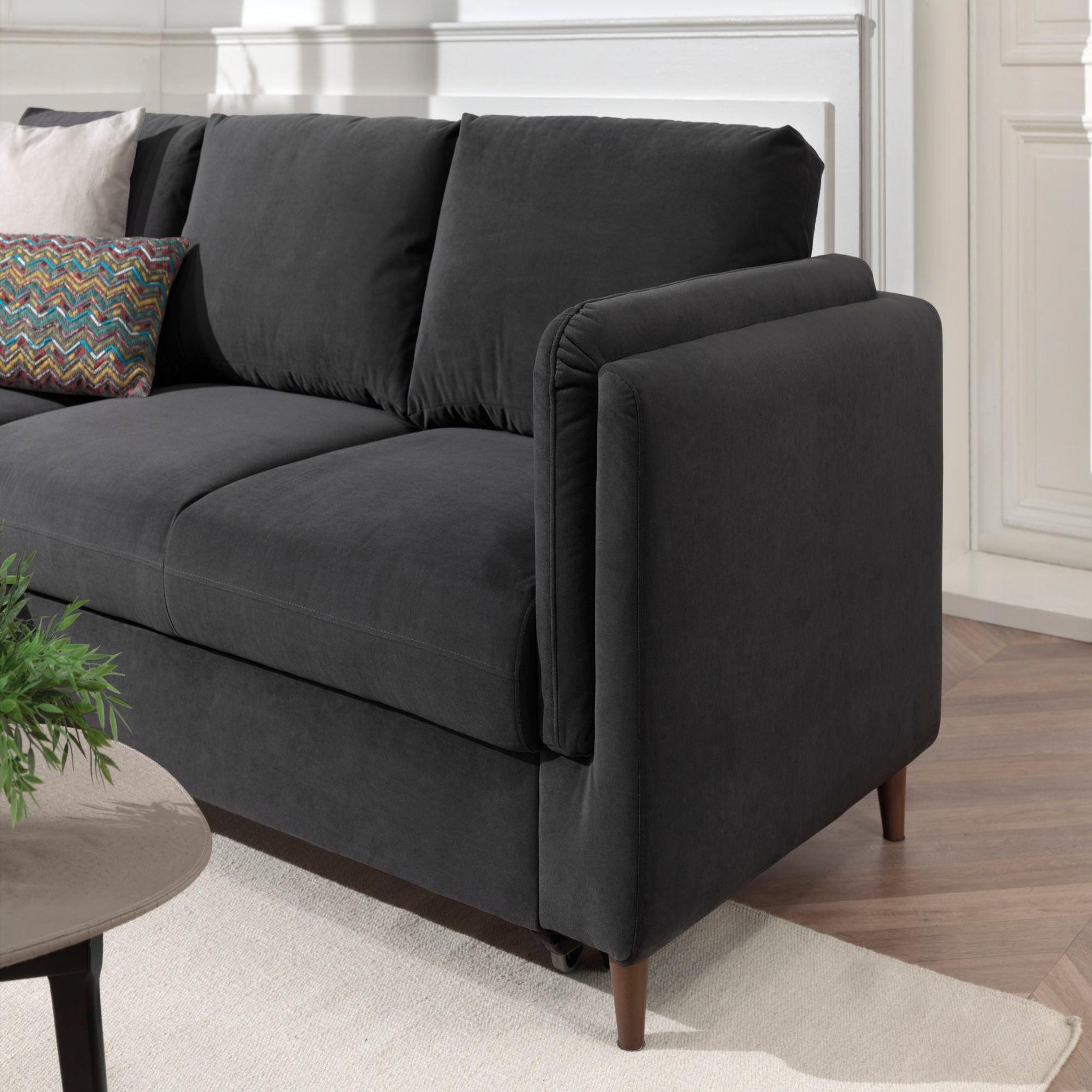 Voir la diapositive 5 : BEST MOBILIER Brooke - canapé d'angle gauche - convertible avec coffre - 4 places - en velours