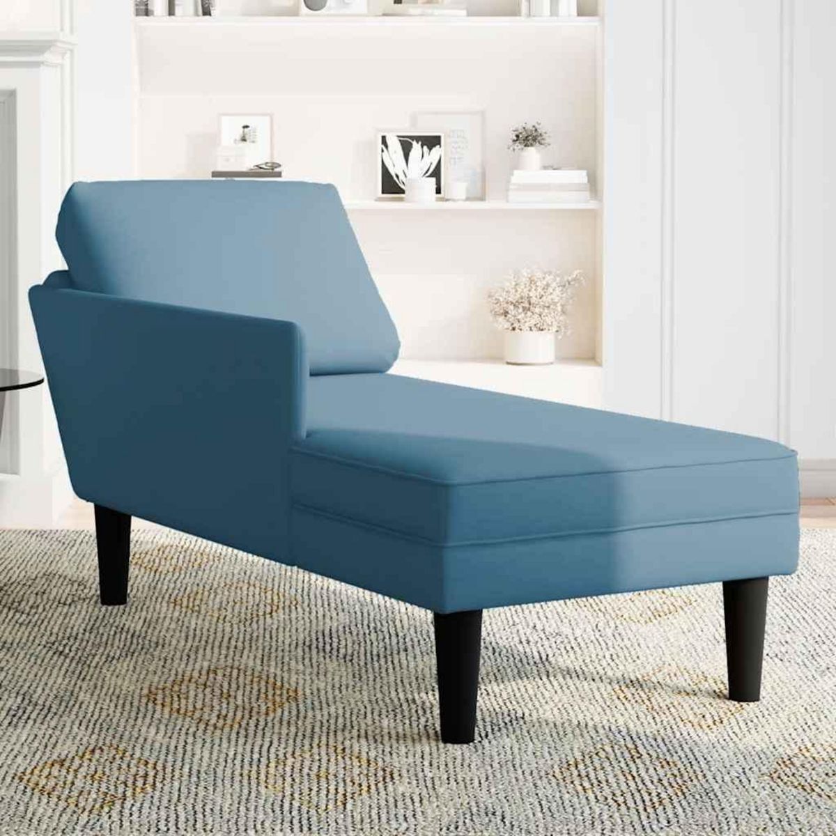 VIDAXL Fauteuil long avec coussin et accoudoir droit bleu velours