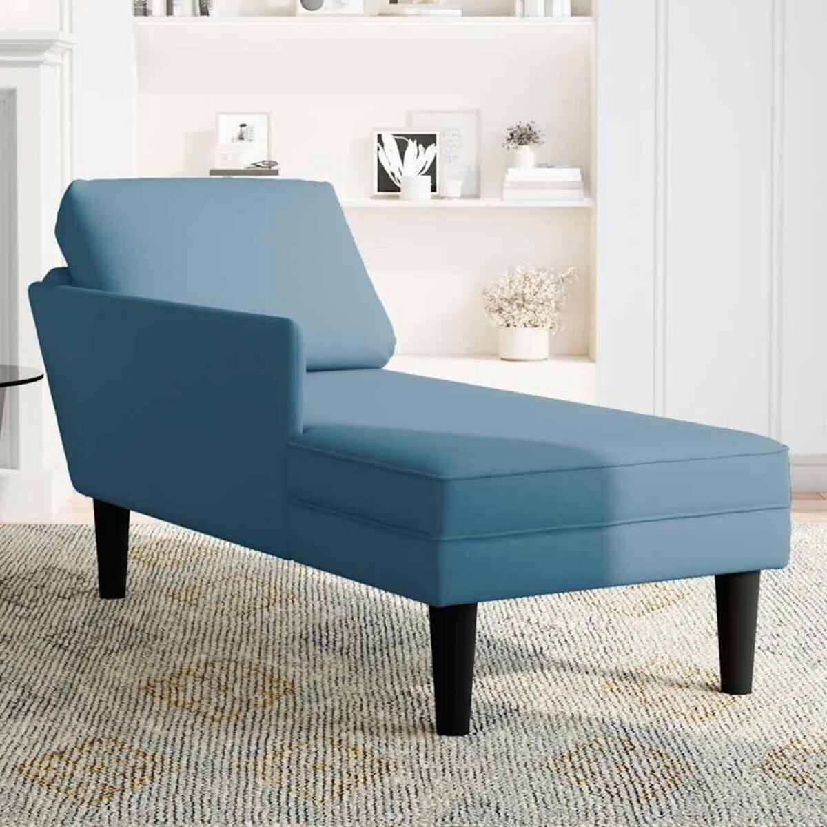 VIDAXL Fauteuil long avec coussin et accoudoir droit bleu velours