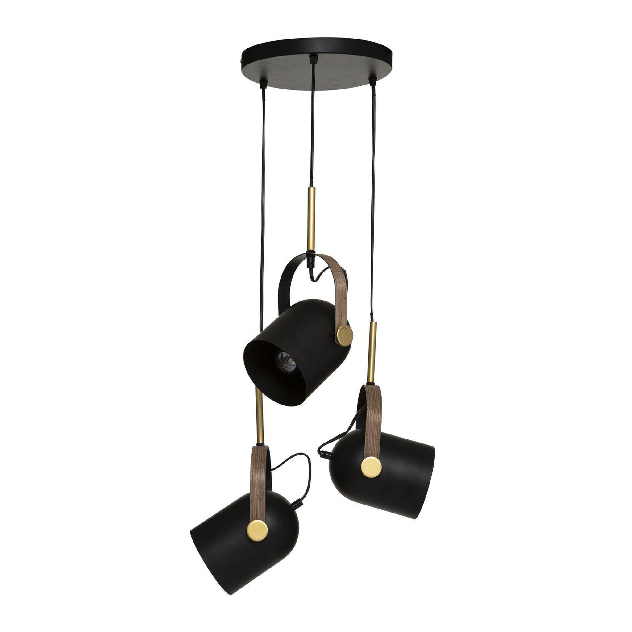 ATMOSPHERA 3 suspensions effet projecteur - noir et doré