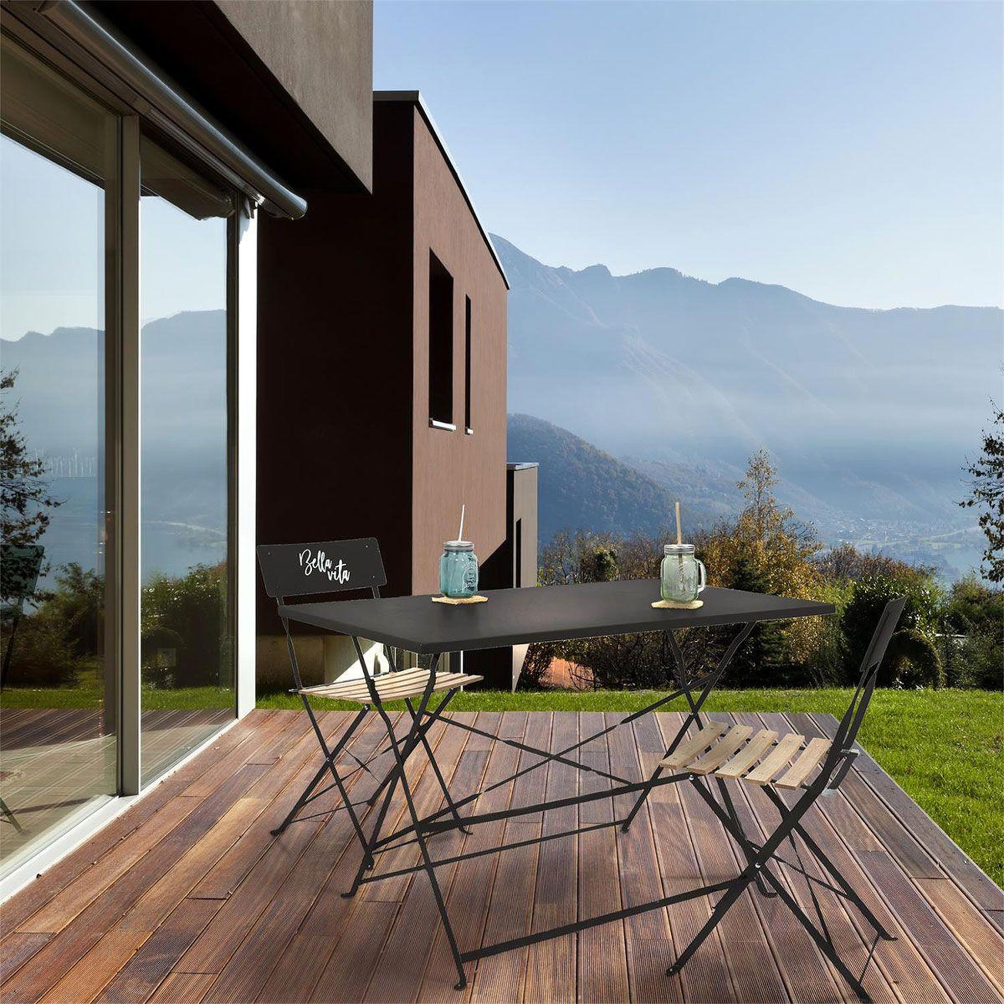 Voir la diapositive 6 : The Home Deco Factory Table de jardin pliante  palerme  110cm noir