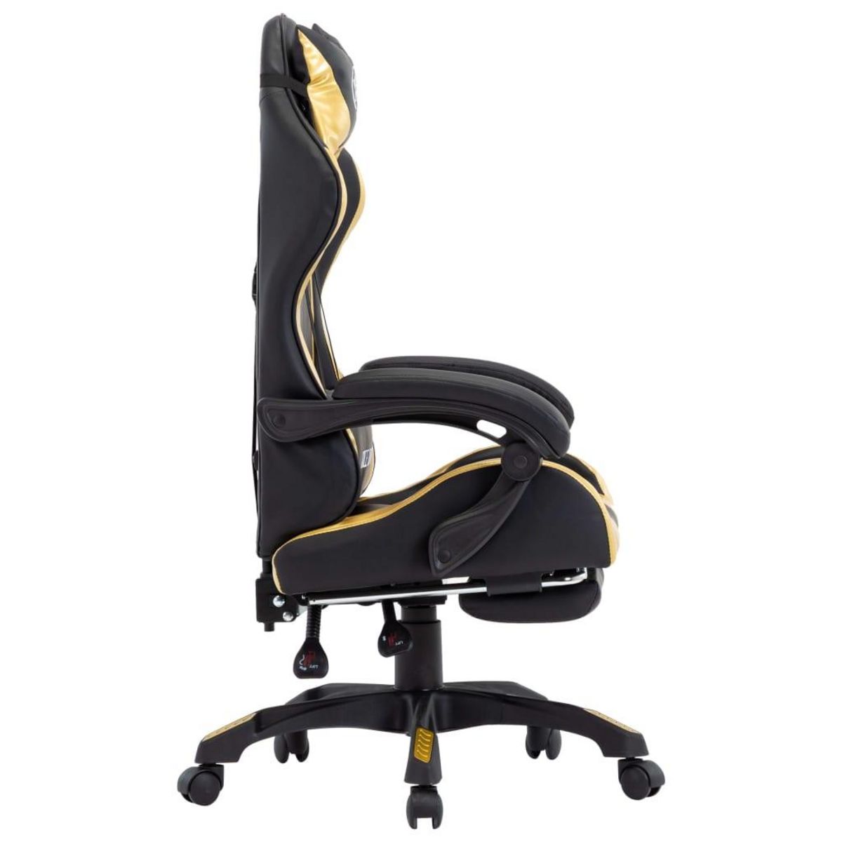 VIDAXL Fauteuil de jeux video avec repose-pied Dore et noir Similicuir