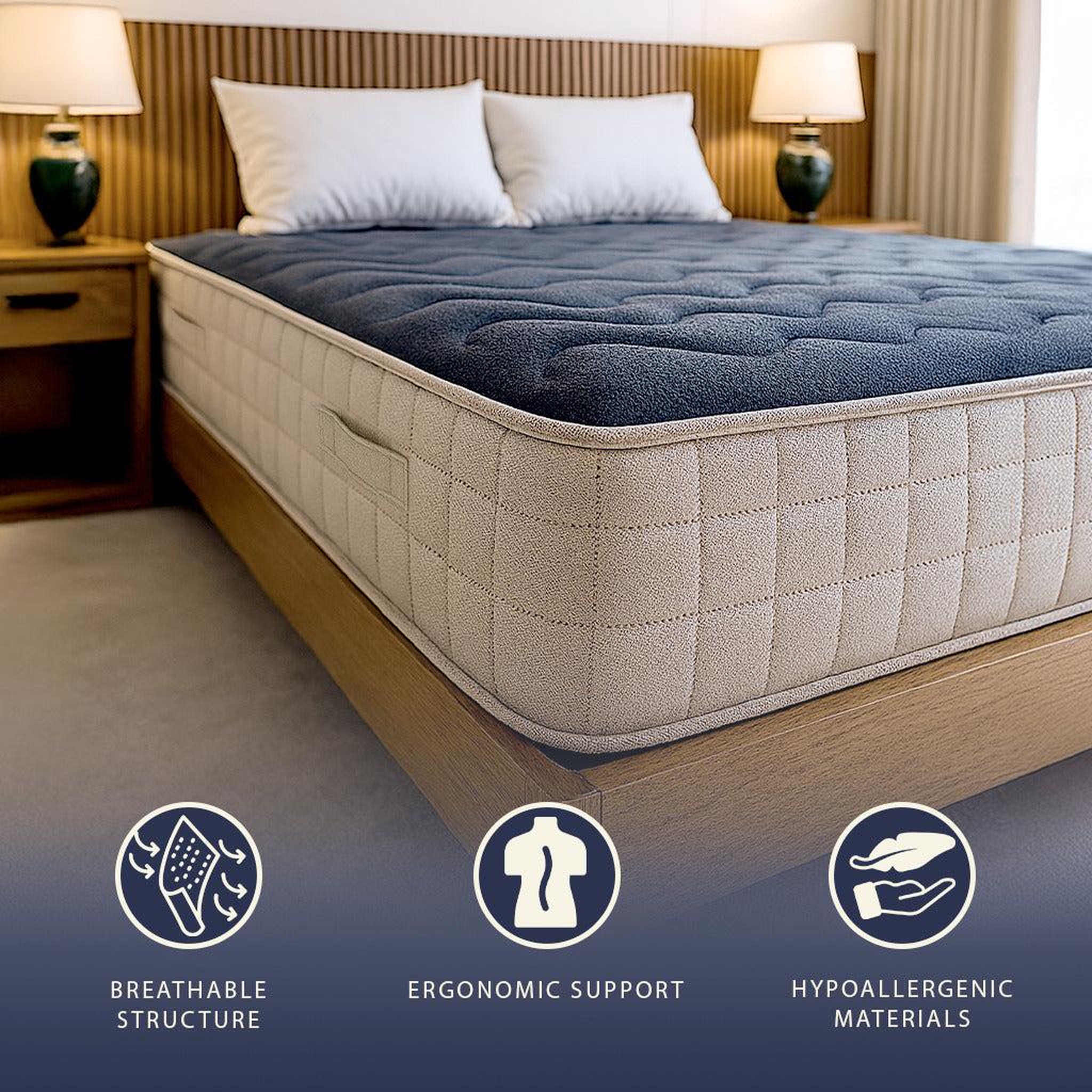 Voir la diapositive 5 : THE WHITE STONE Matelas 80x190 cm en Mémoire de Forme 9 Zones | Hauteur 20 cm | Orthopédique, Respirant & Hypoallergénique | Revêtement Anti-acariens & Antibactérien