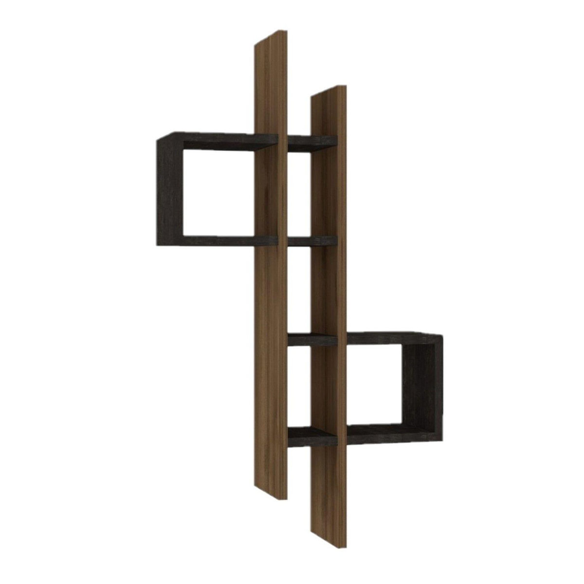 TOILINUX Etagère murale design effet bois ALBA - Gris foncé