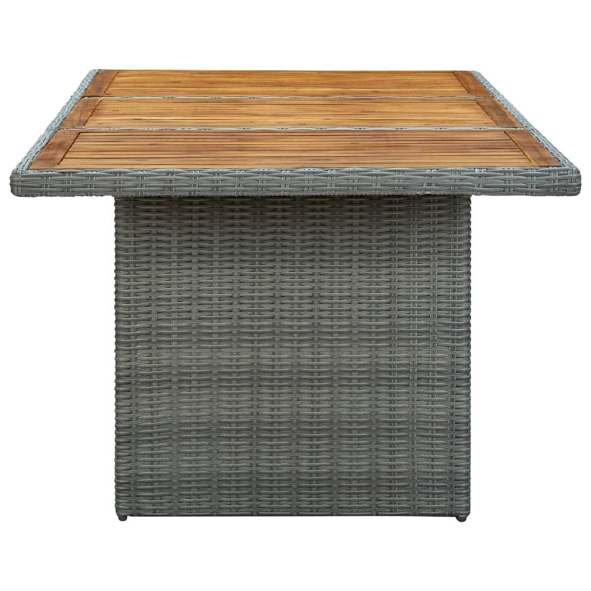 Voir la diapositive 3 : VIDAXL Table de jardin Gris clair Resine tressee et bois d'acacia