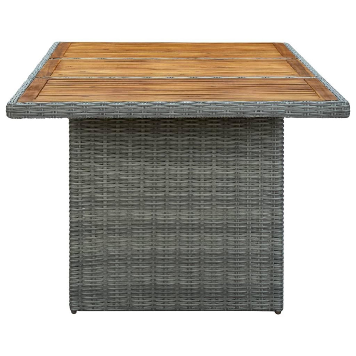 VIDAXL Table de jardin Gris clair Resine tressee et bois d'acacia